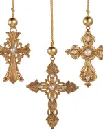 RAZ Imports RAZ - Gold Cross Ornament with Pearl - 4628014