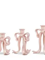 RAZ Imports RAZ - 9" Pink Pearlescent Bow Candlesticks - 4630518