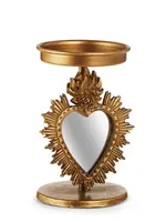 RAZ Imports RAZ - 6" Mirrored Heart Candle Holder - 4659238