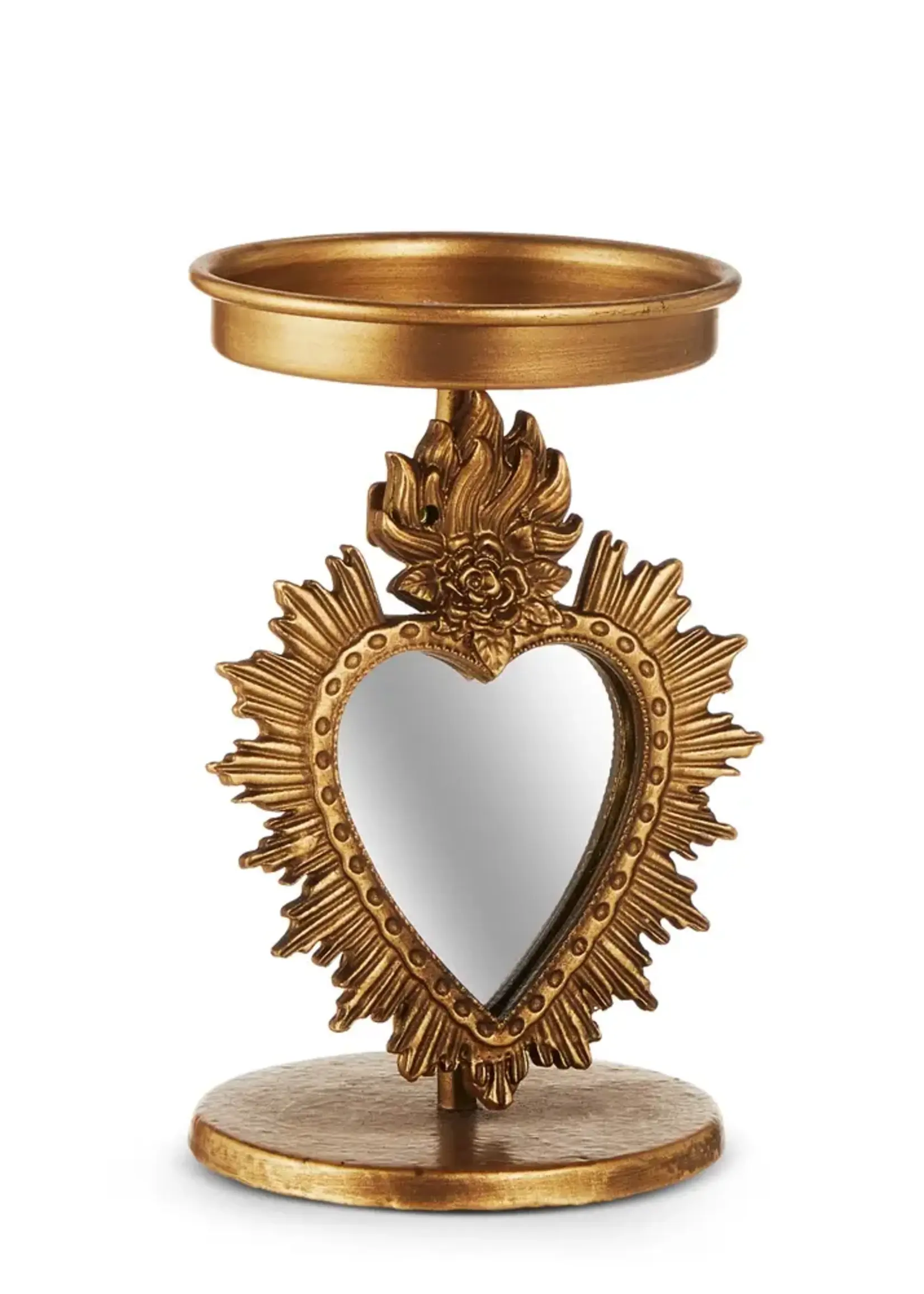 RAZ Imports 6" Mirrored Heart Candle Holder