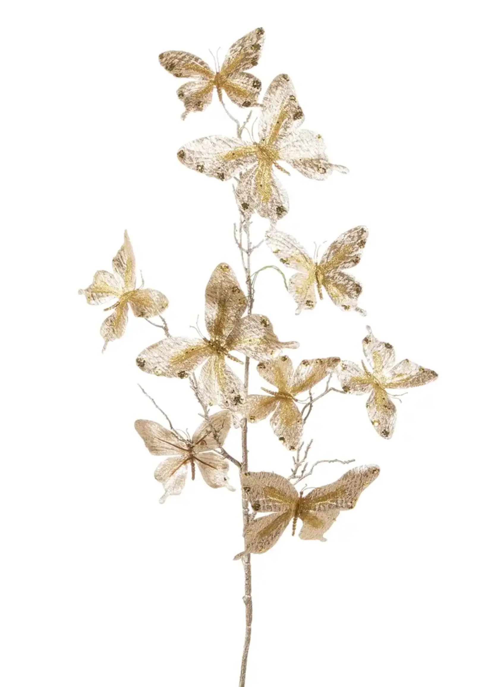 RAZ Imports 37" Glitter Gold Butterfly Spray