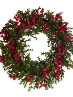 RAZ Imports RAZ - 24" Greenery and Berry Wreath - W4602608