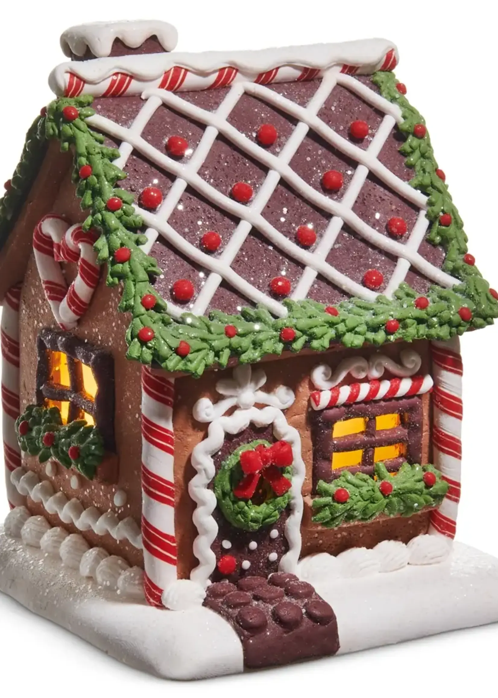 RAZ Imports 7" Lighted Chocolate Frosted Gingerbread House