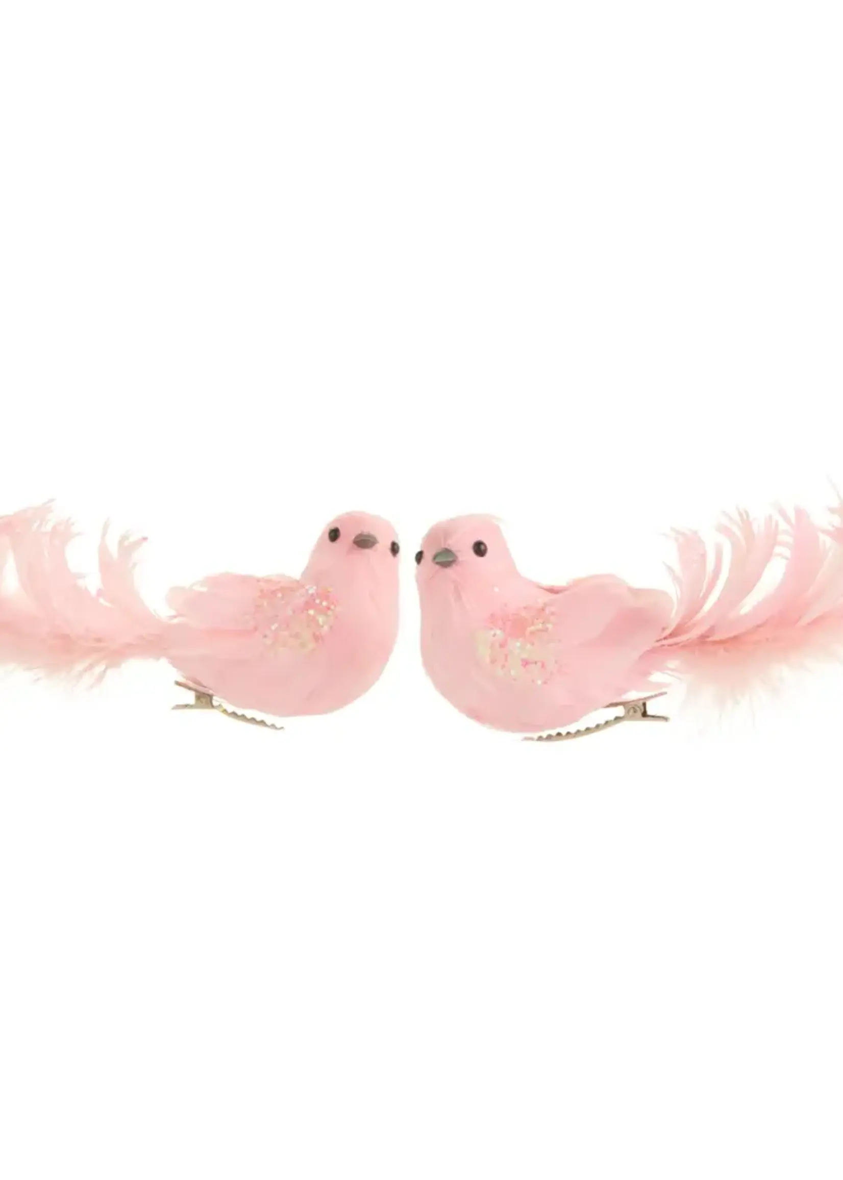 RAZ Imports 6" Pink Feather Bird Clip-On Ornament