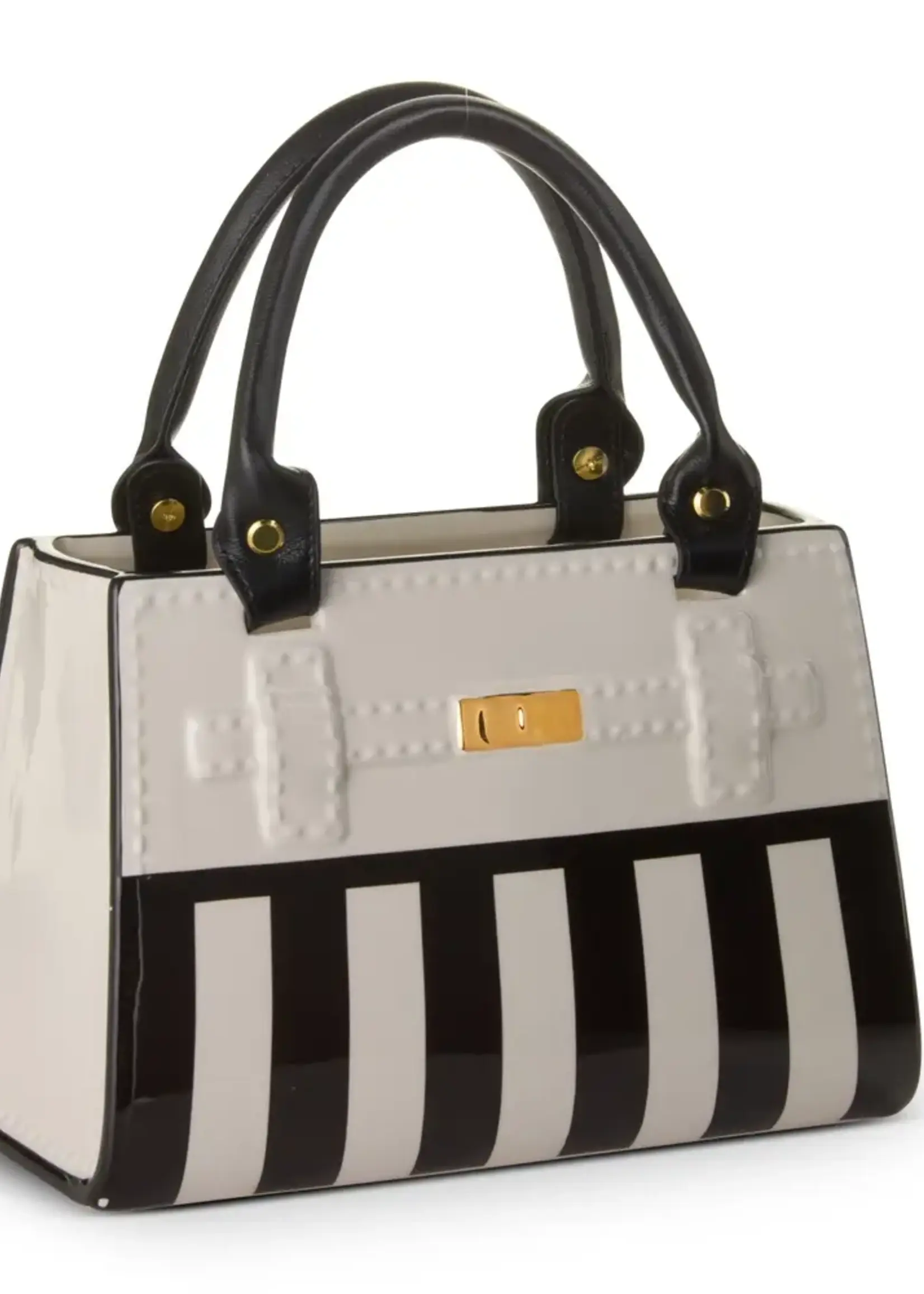 RAZ Imports 9.5" Black and White Stripe Purse Vase