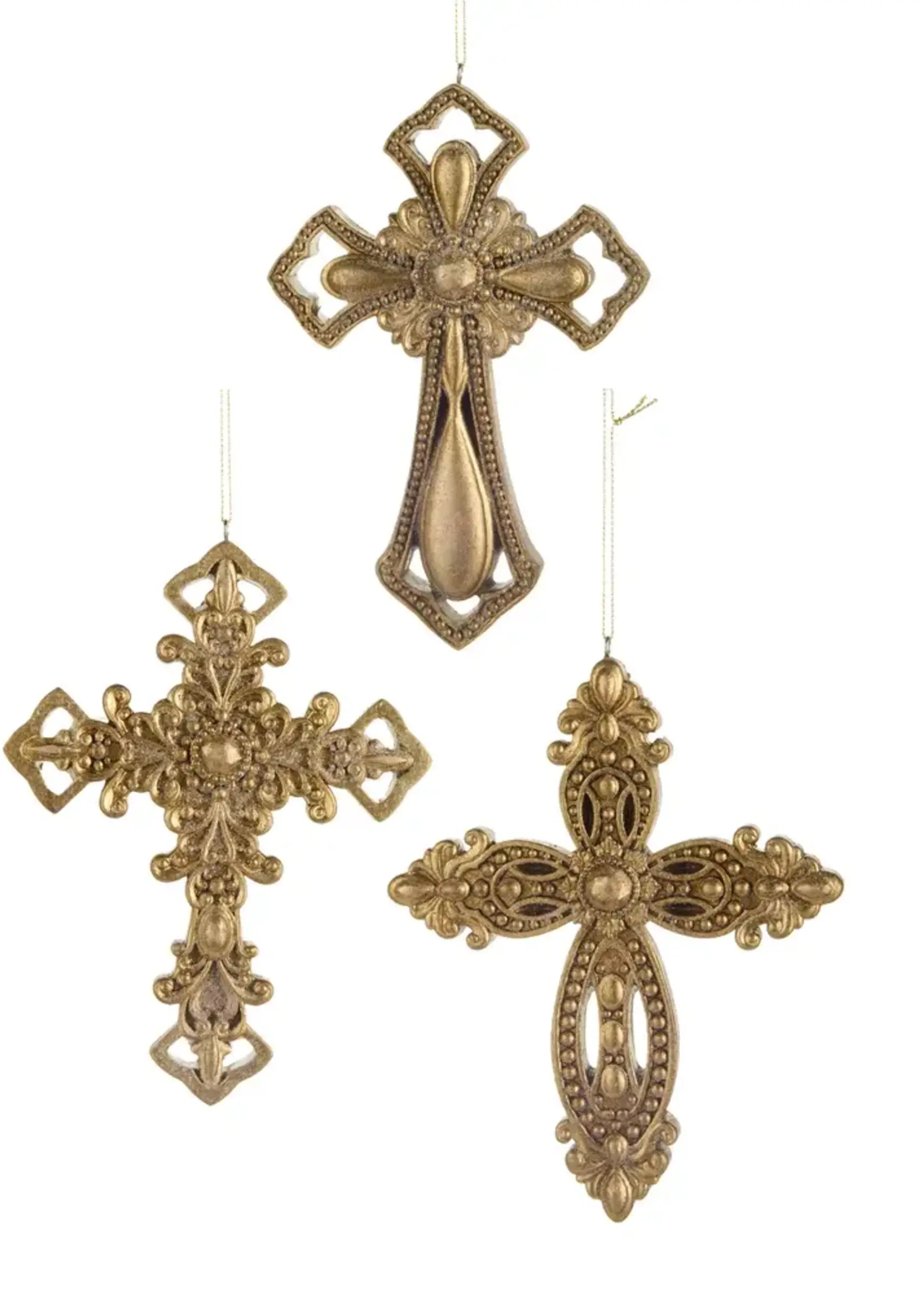 RAZ Imports 7" Gold Cross Ornaments