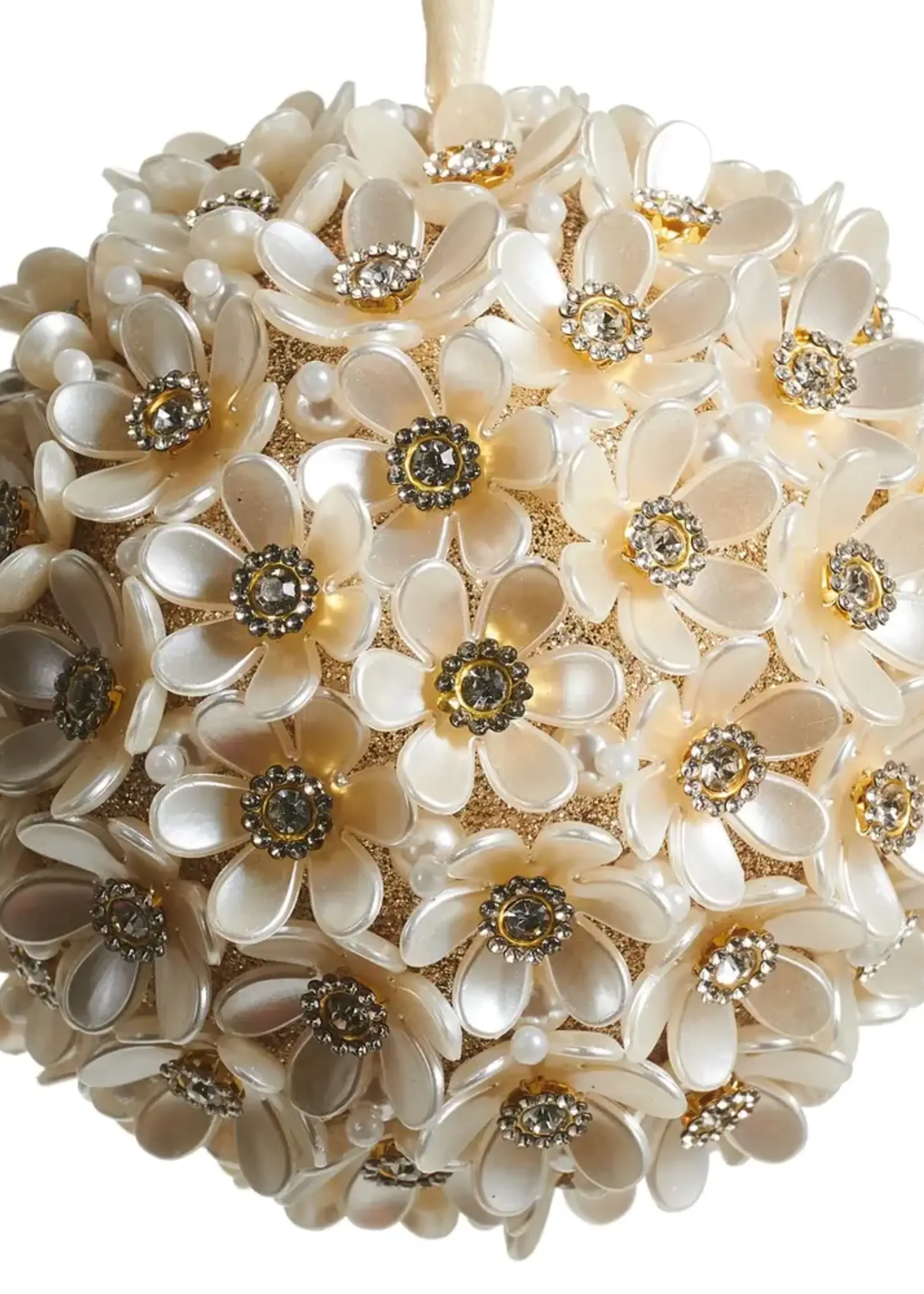 RAZ Imports 4.5" Pearl Floral Ball Ornament