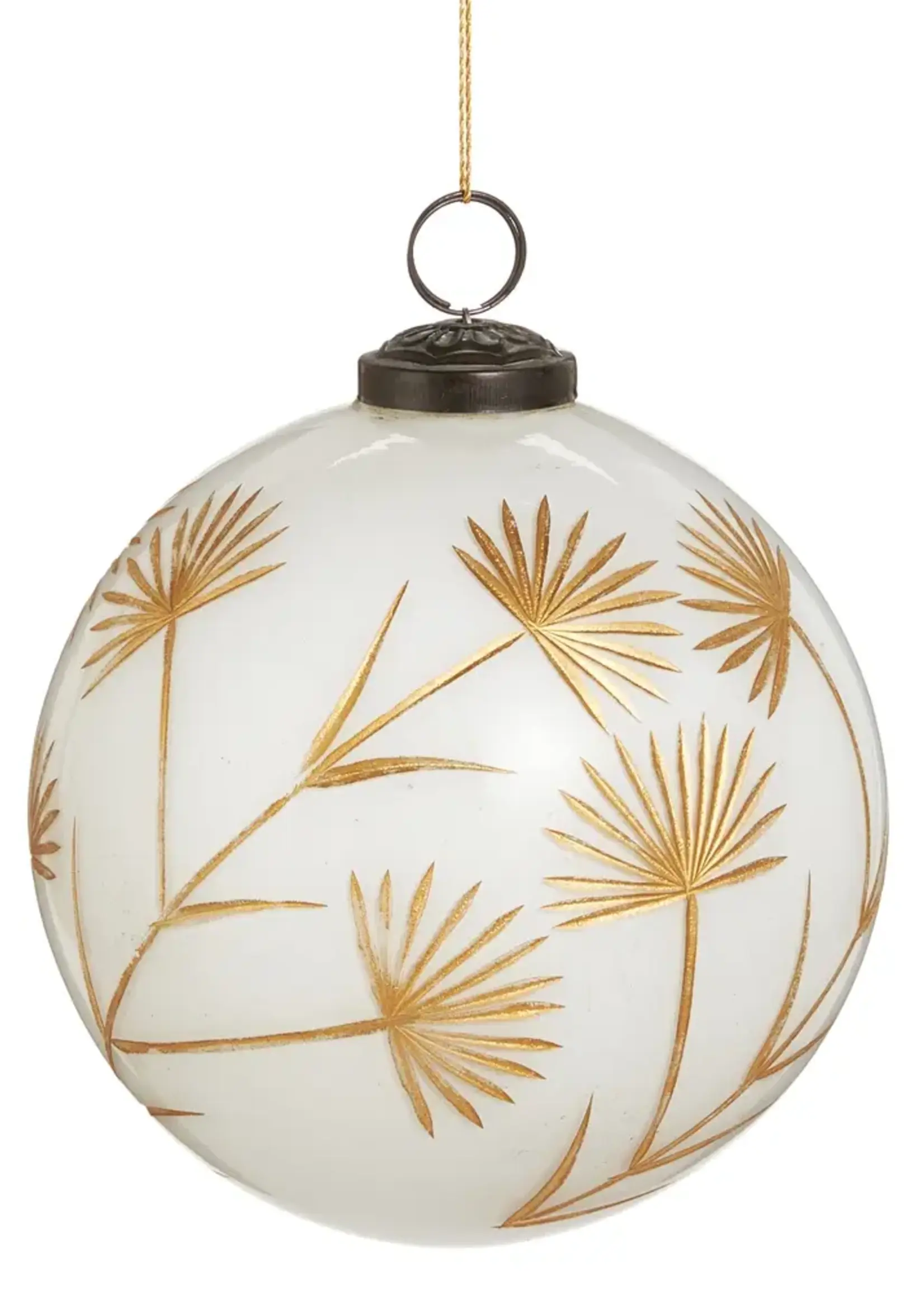 RAZ Imports 4" White and Gold Floral Etched Ornament