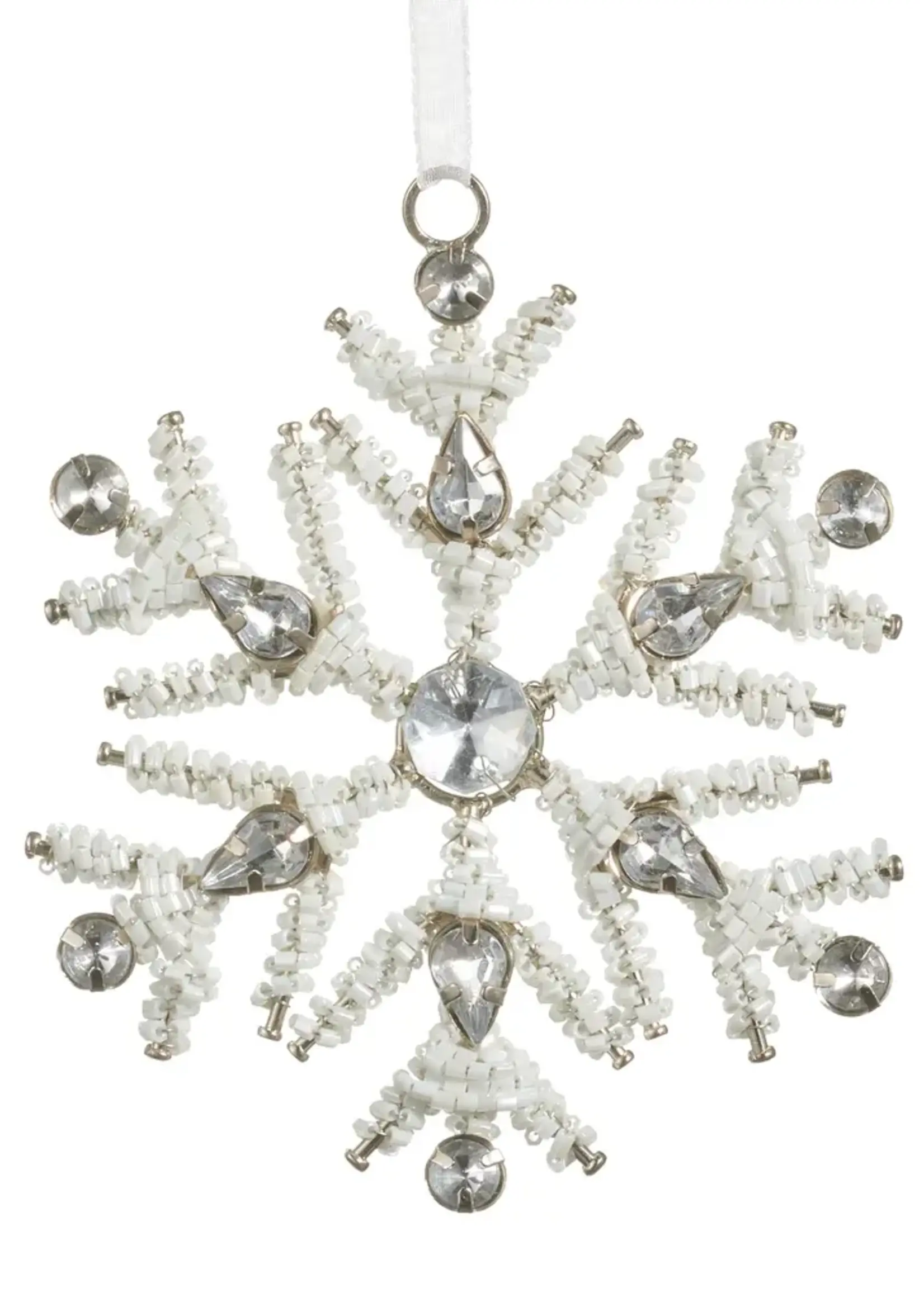 RAZ Imports 4" Beaded Snowflake Ornament