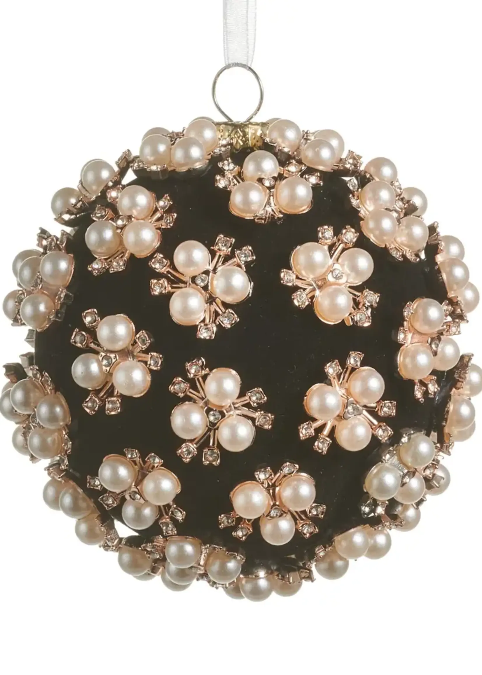 RAZ Imports Pearl Clustered Black Ball Ornament