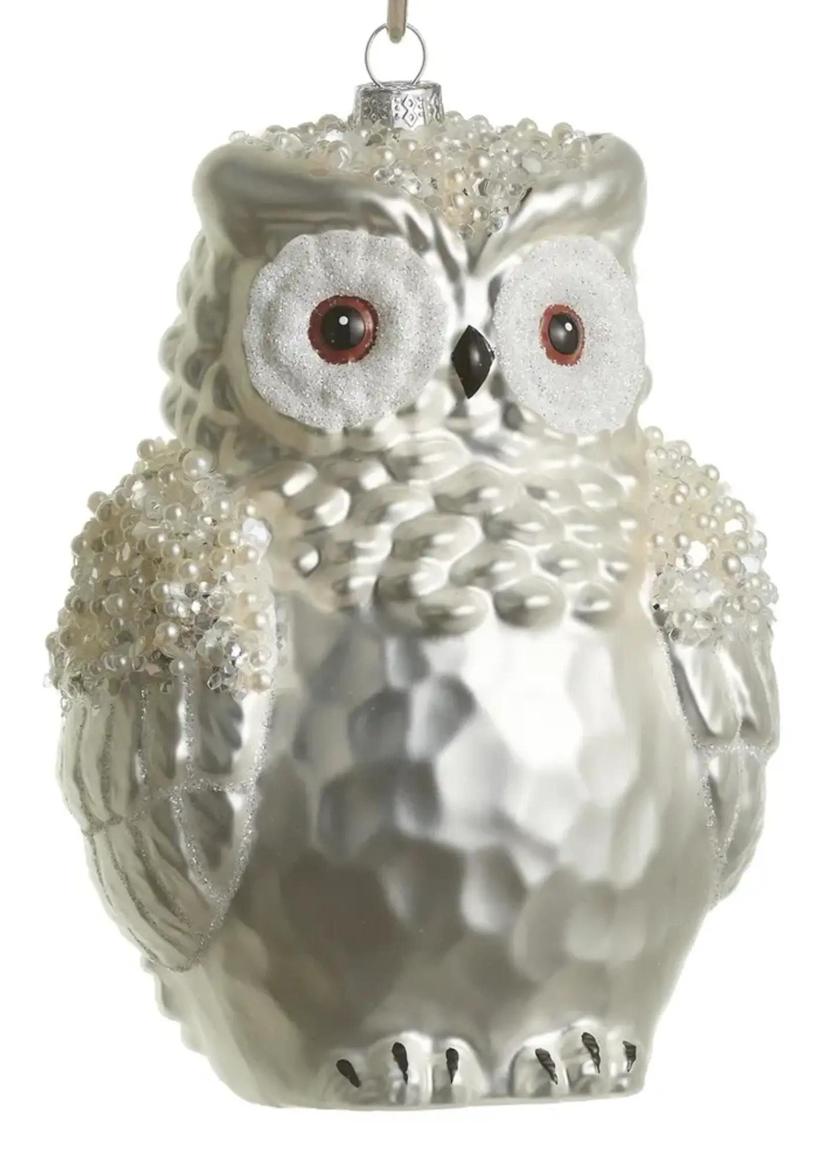 RAZ Imports 6.75" Jeweled Snowy Owl Ornament