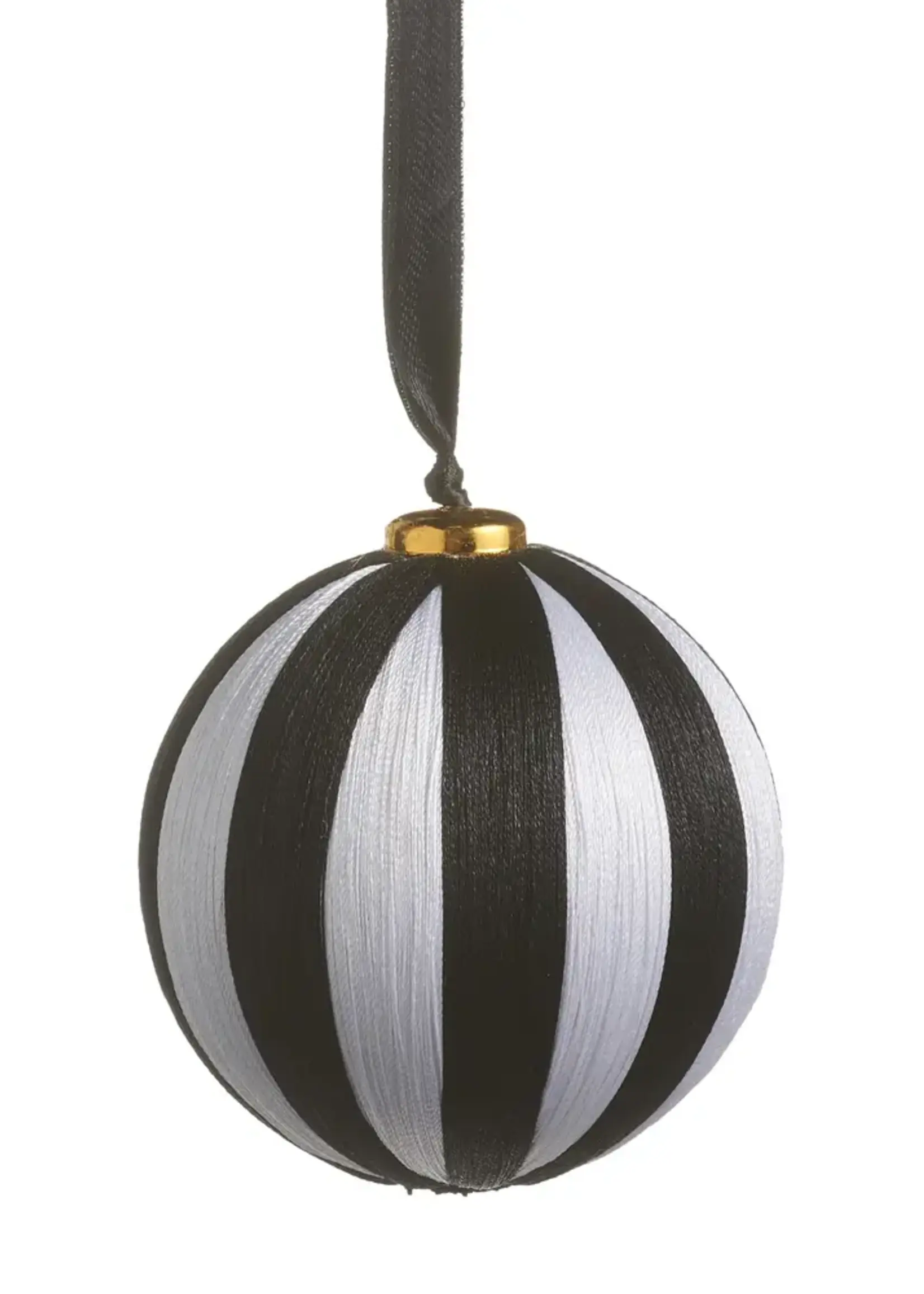 RAZ Imports 5" Black and White Striped Yarn Ball Ornament