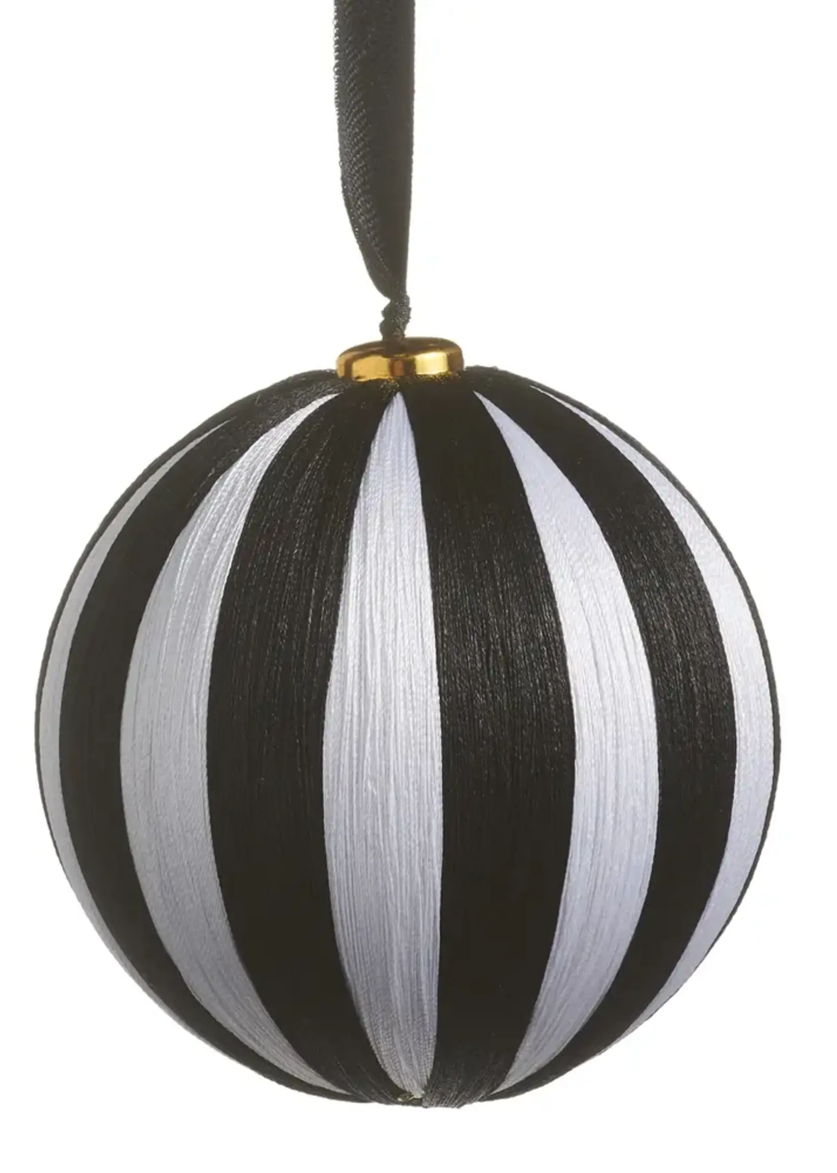 RAZ Imports 4" Black and White Striped Yarn Ball Ornament
