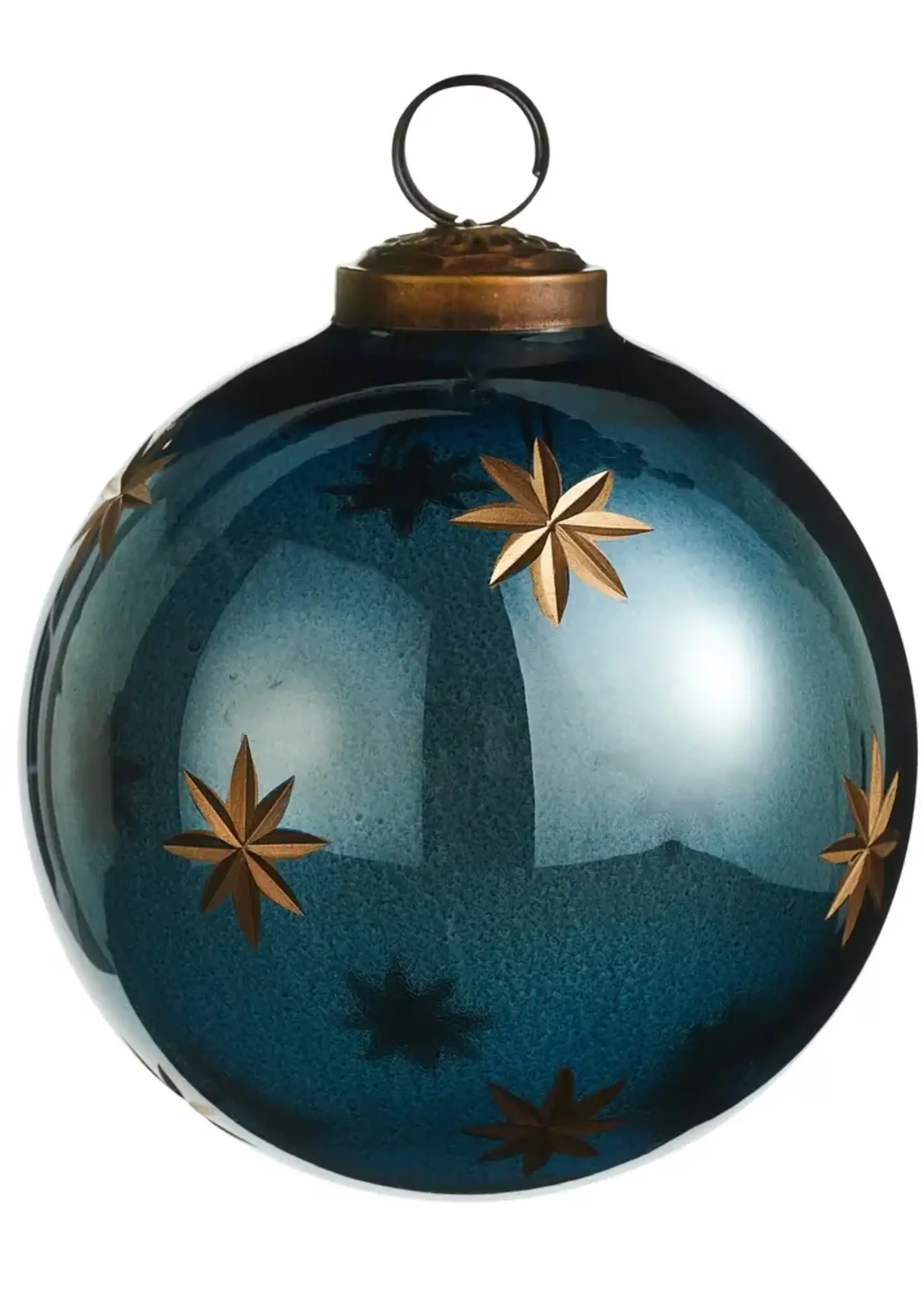 RAZ Imports 4" Etched Blue Star Ornament