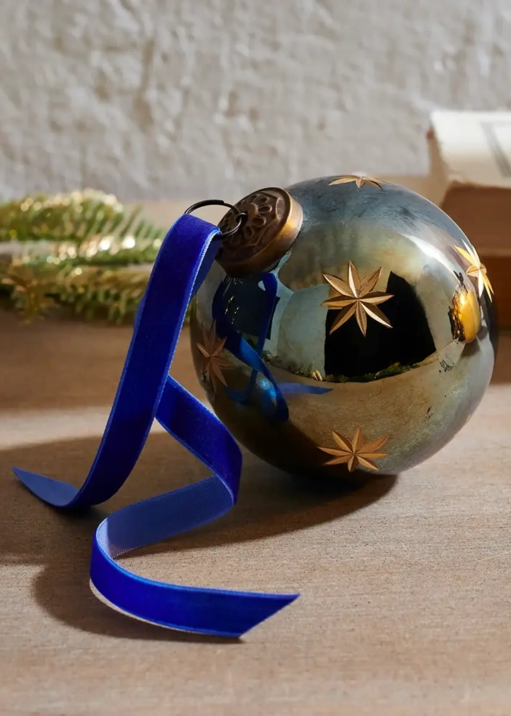 RAZ Imports 4" Etched Blue Star Ornament