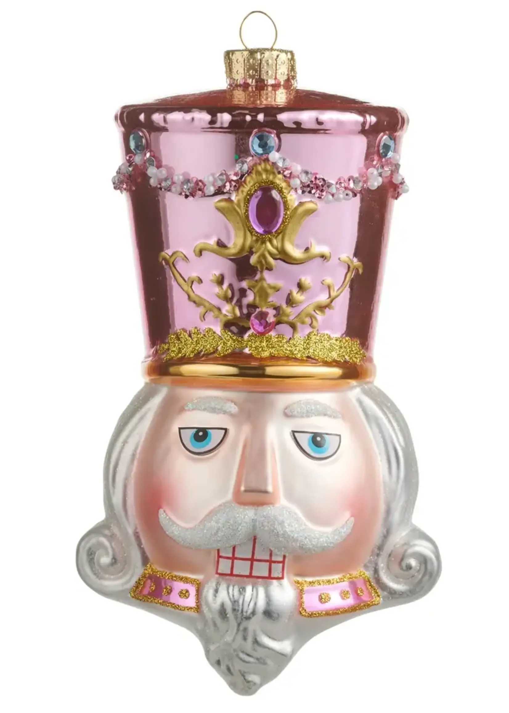 RAZ Imports Pink Nutcracker Head Ornament