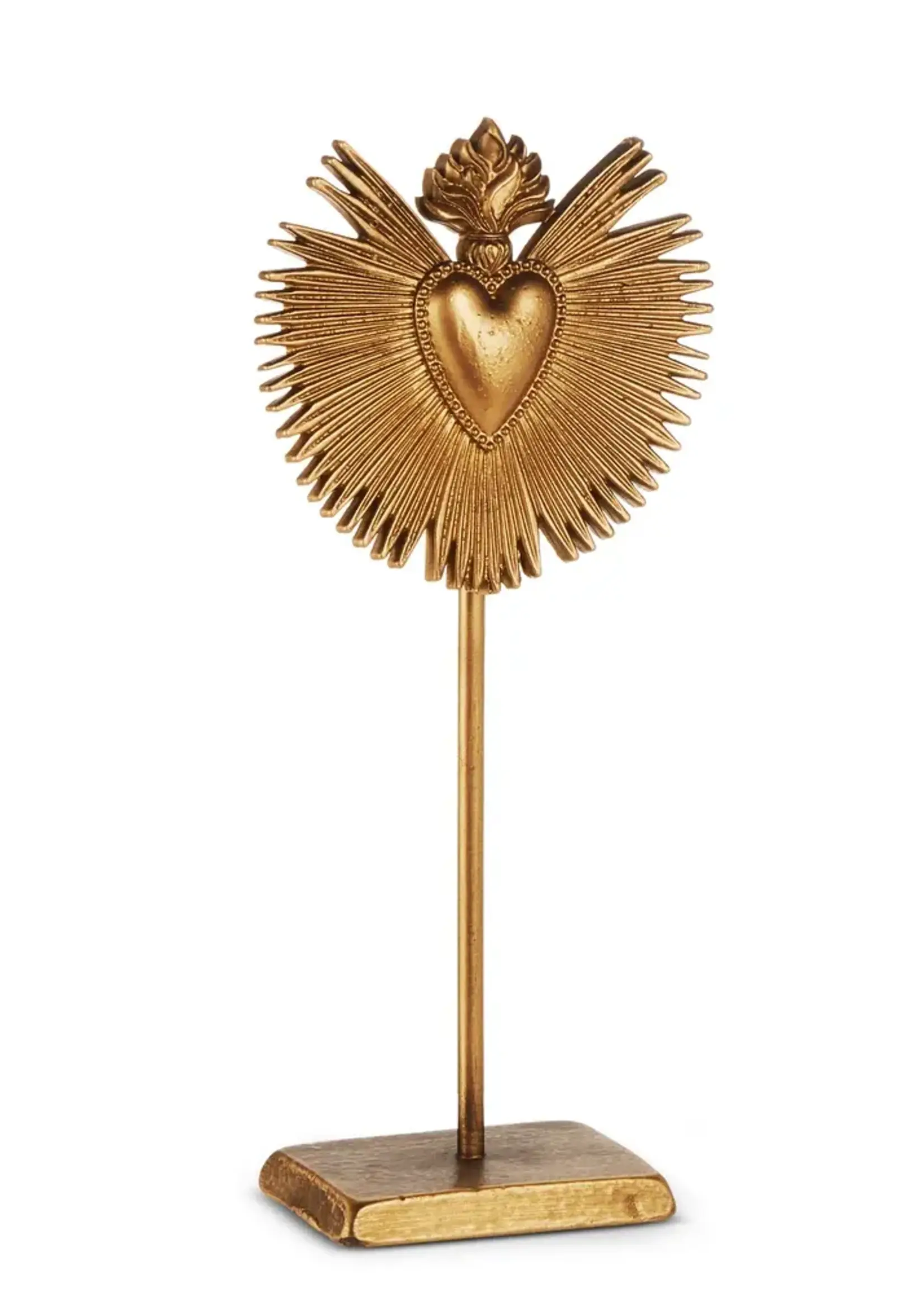 RAZ Imports 10" Antique Gold Heart Stand