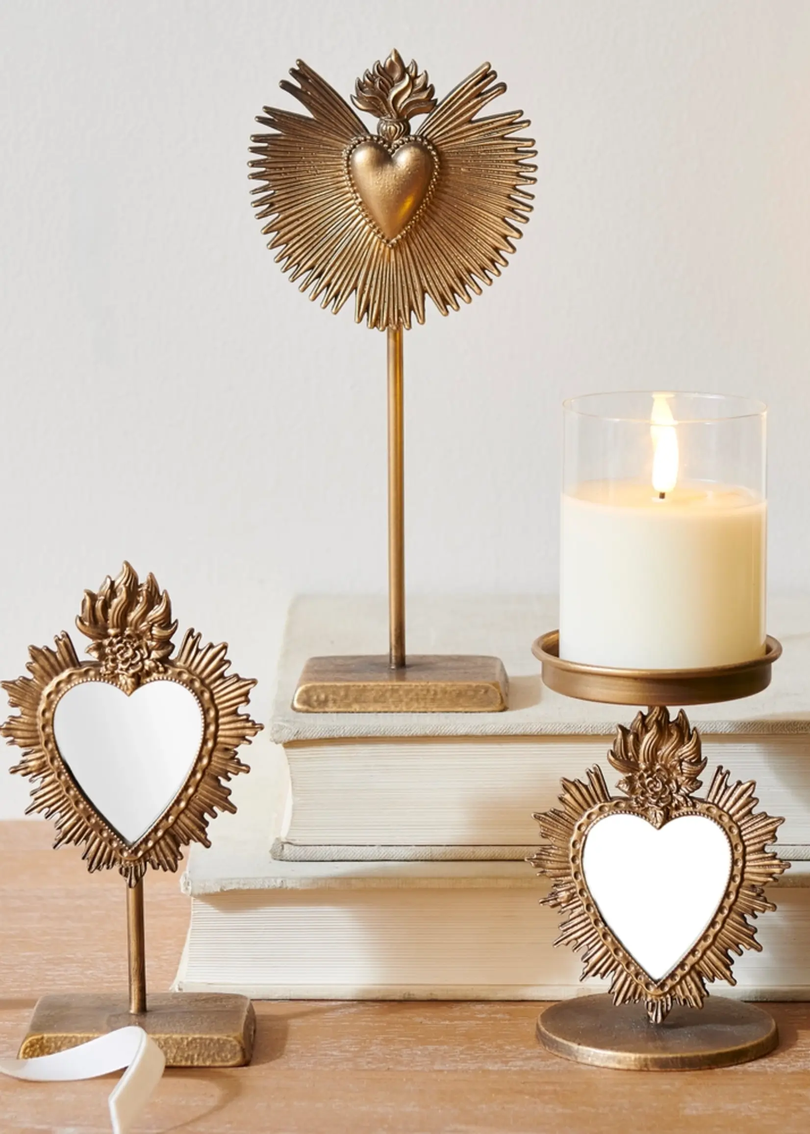 RAZ Imports 10" Antique Gold Heart Stand