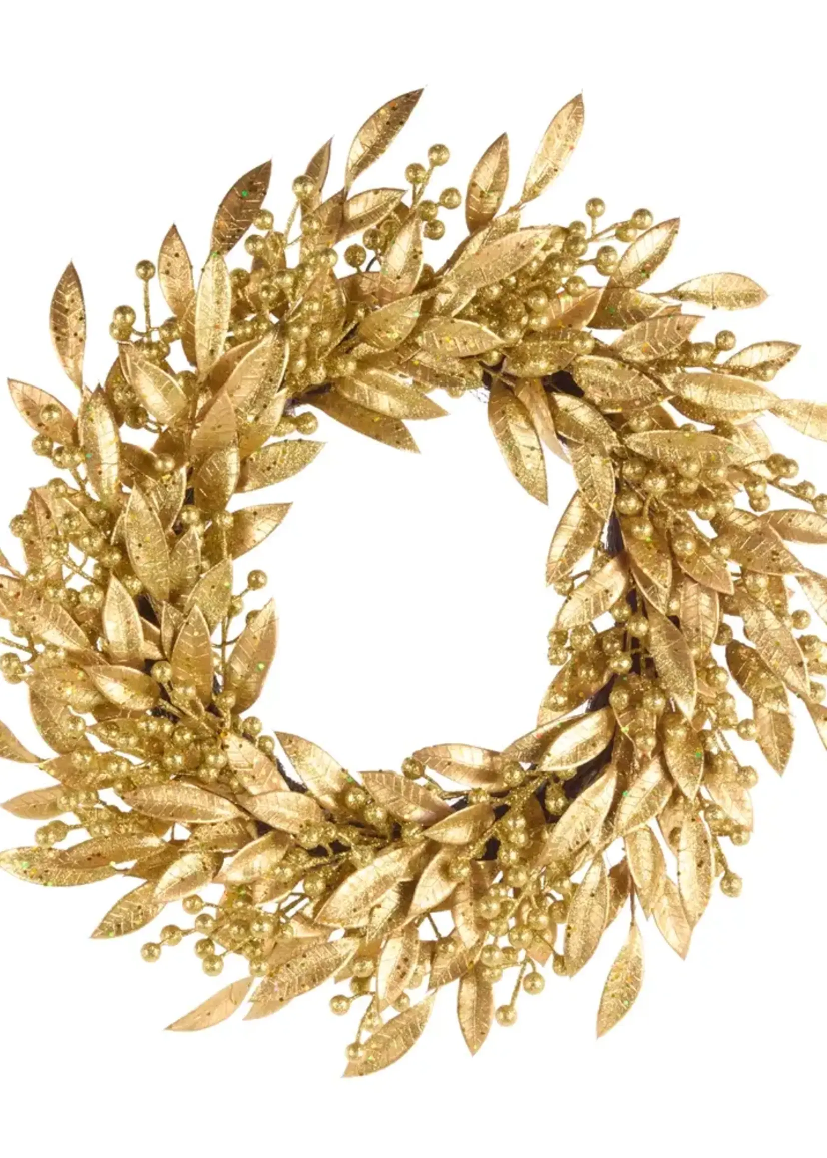 RAZ Imports 24" Gold Leaf and Berry Wreath
