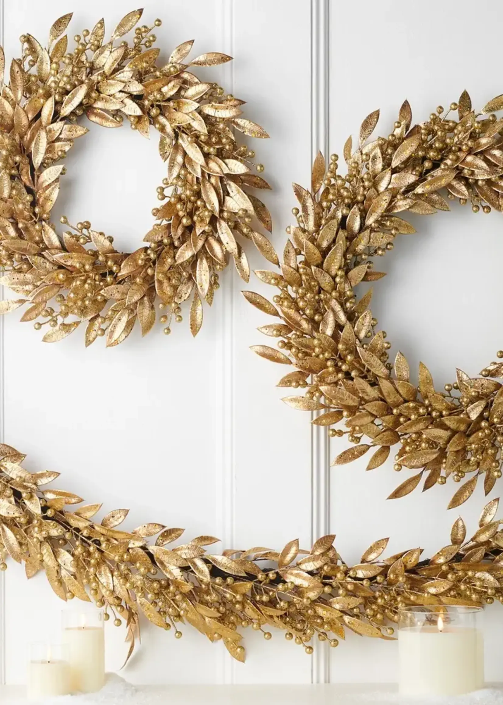RAZ Imports 32" Gold Leaf and Berry Wreath