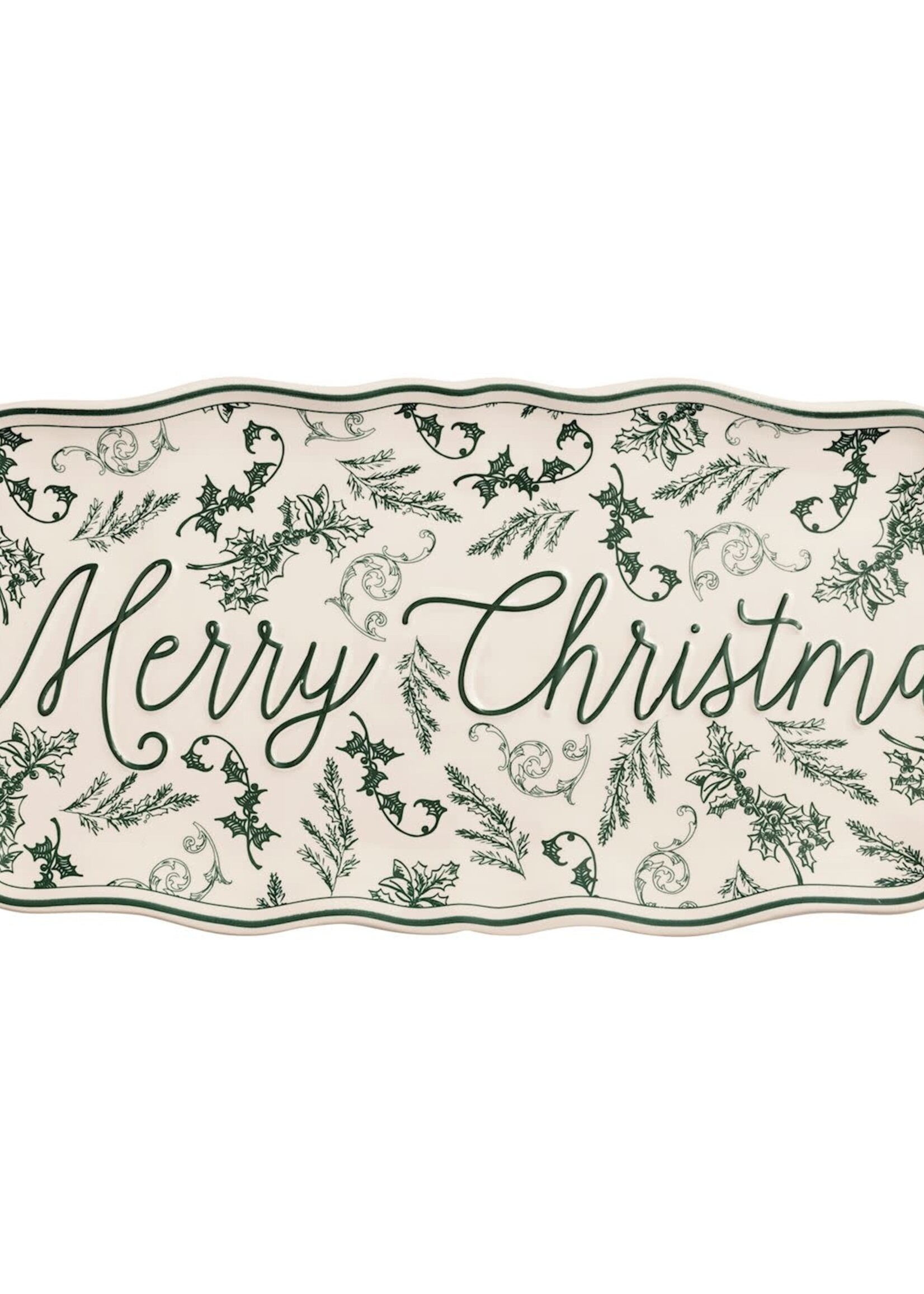 Mud Pie MERRY GREEN TOILE TRAY
