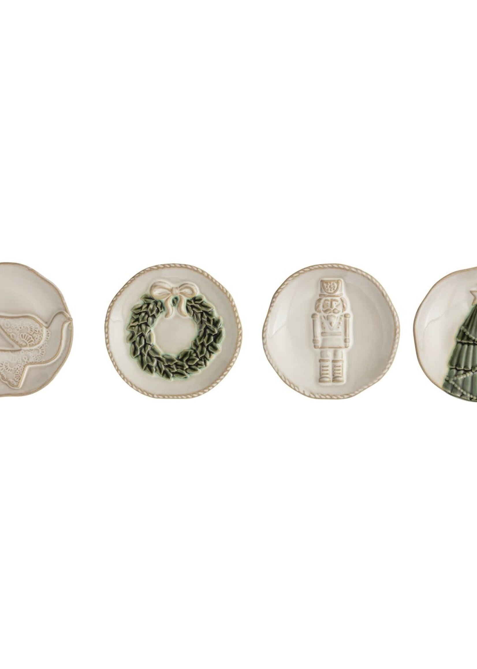 Mud Pie WHITE XMAS TIDBIT PLATES