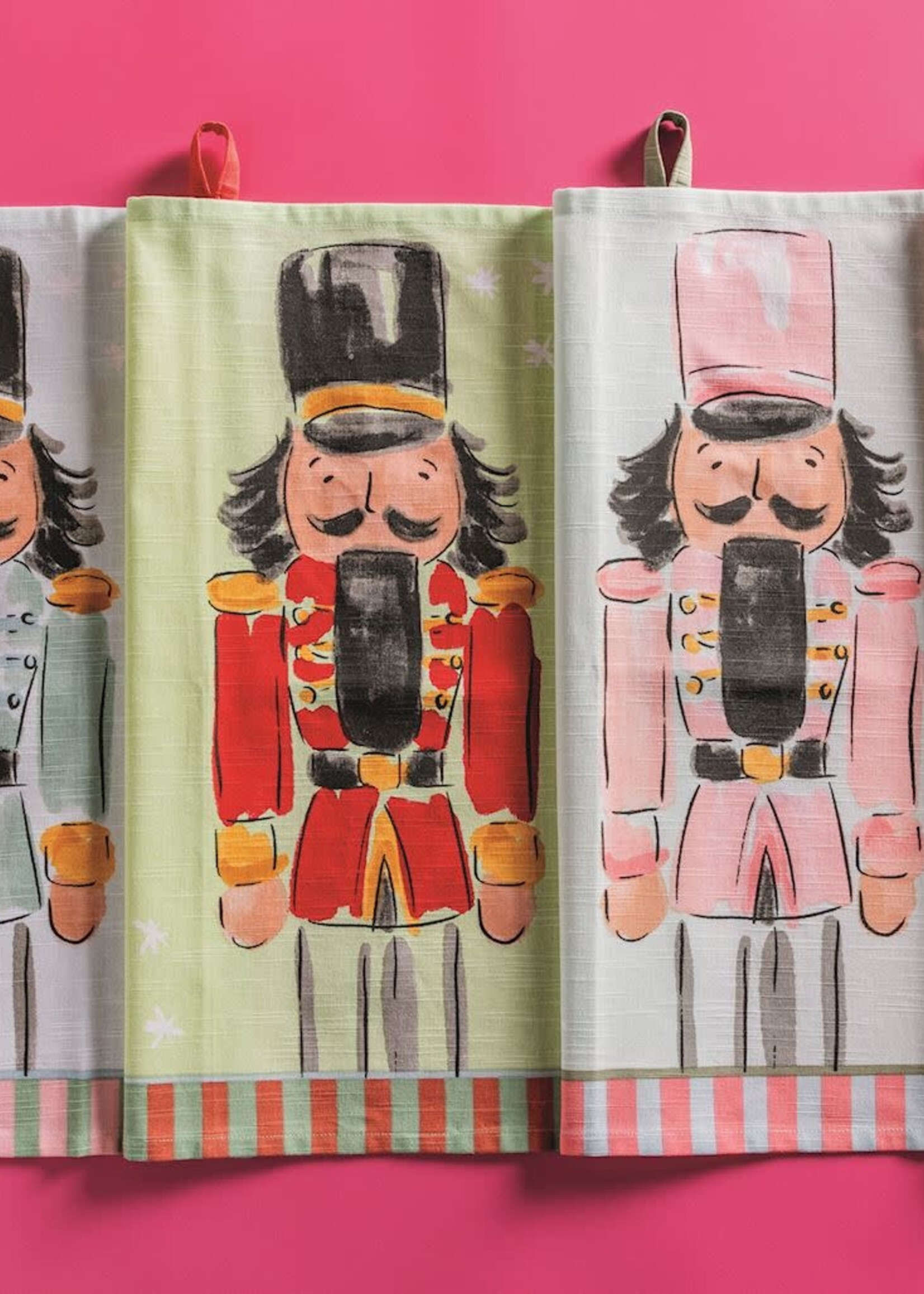Mud Pie PINK NUTCRACKER PRINTED TOWEL