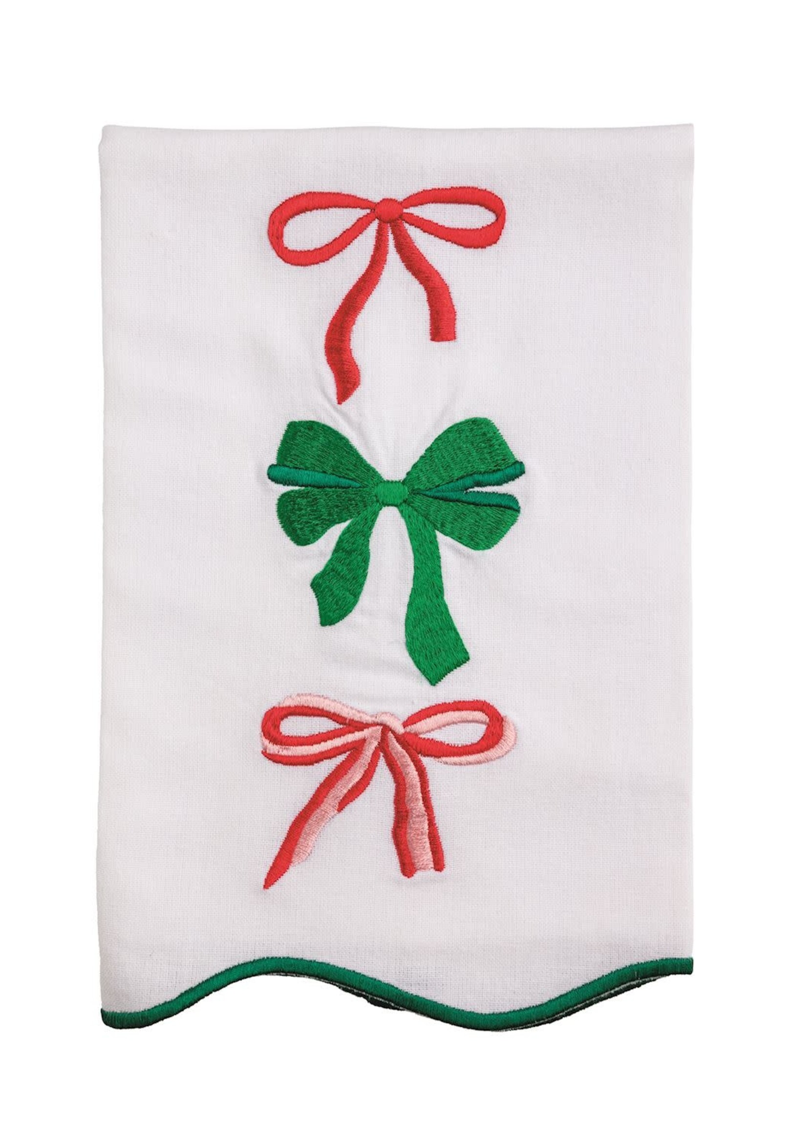 Mud Pie TRIPLE BOW EMBROIDERED TOWEL