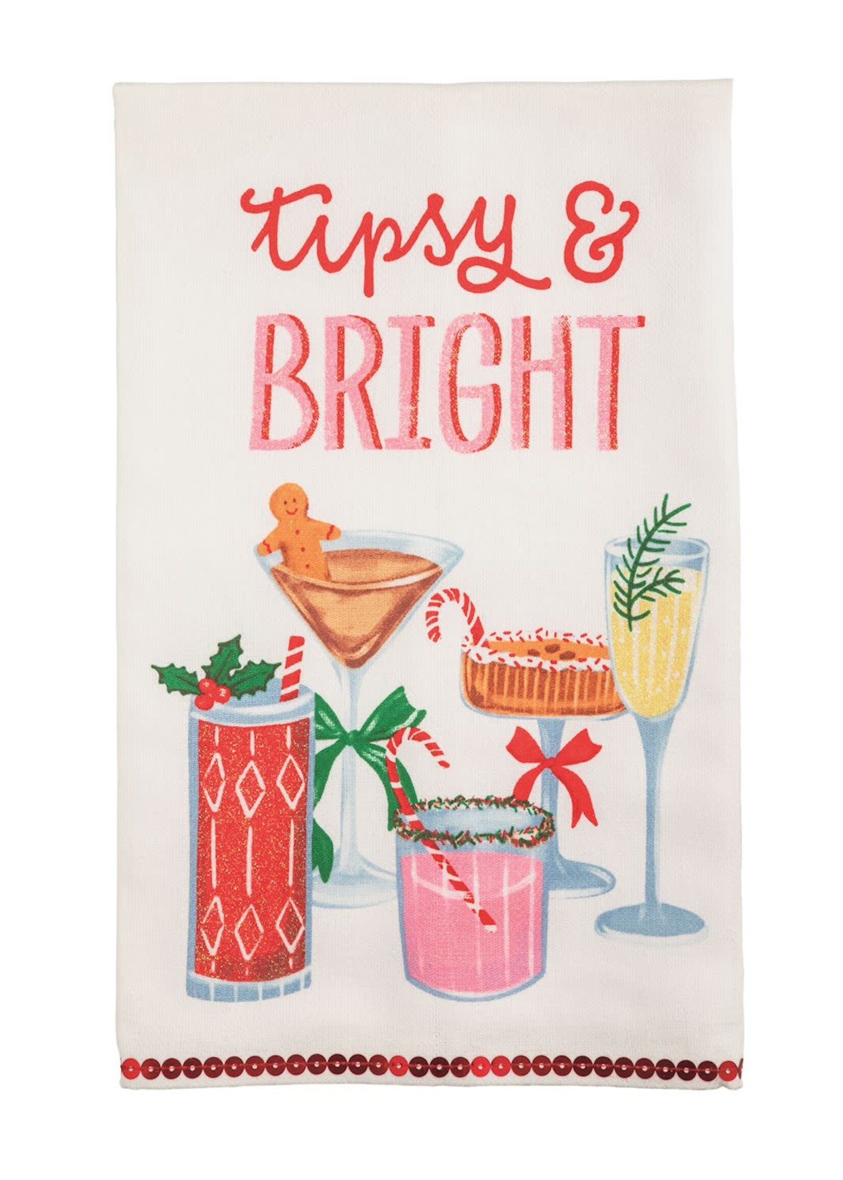 Mud Pie TIPSY BRIGHT HOLIDAY BAR TOWEL