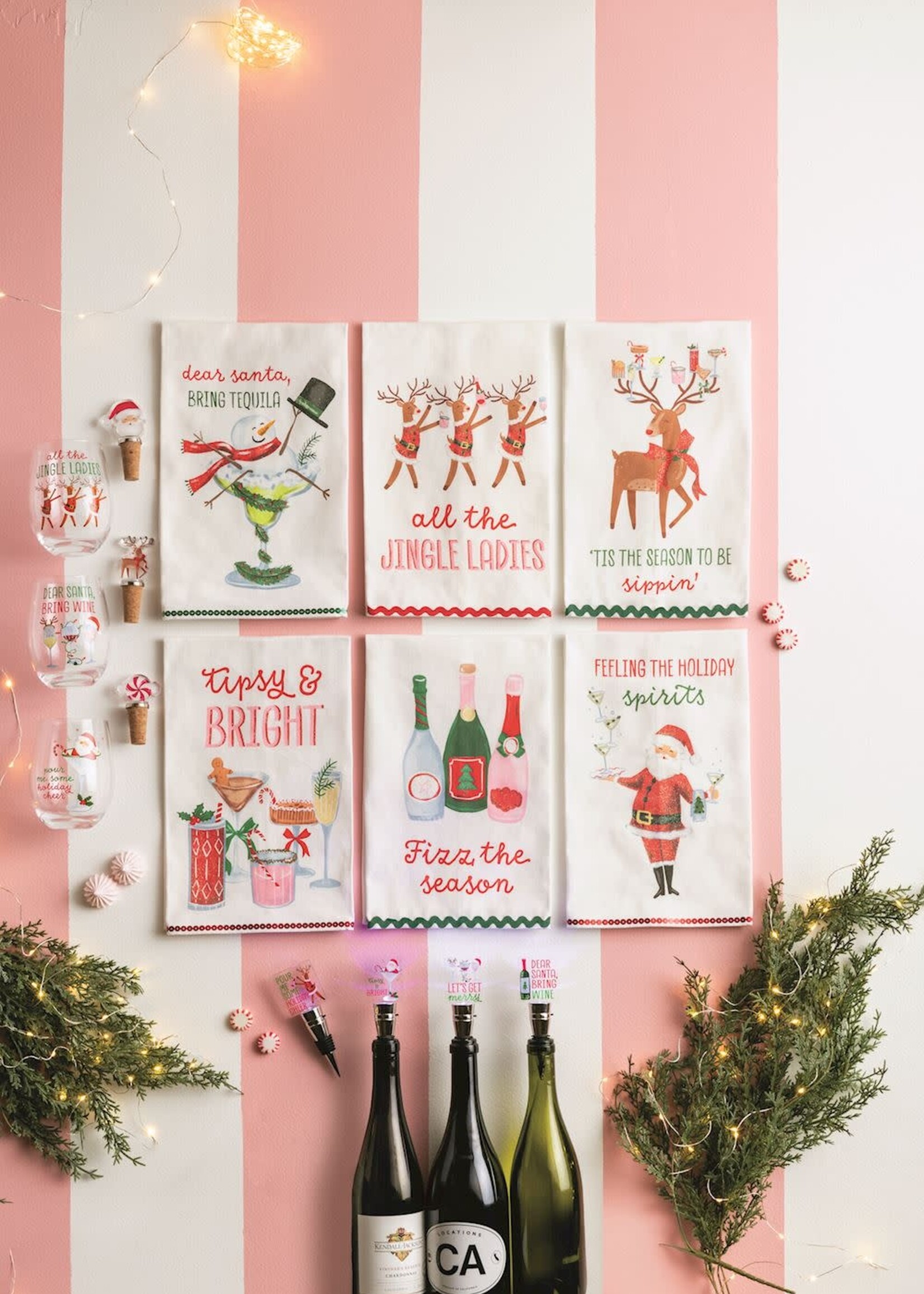 Mud Pie FIZZ SEASON HOLIDAY BAR TOWEL