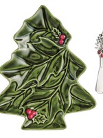 Mud Pie Mud Pie - HOLLY PLATE WITH SPREADER - 42200260
