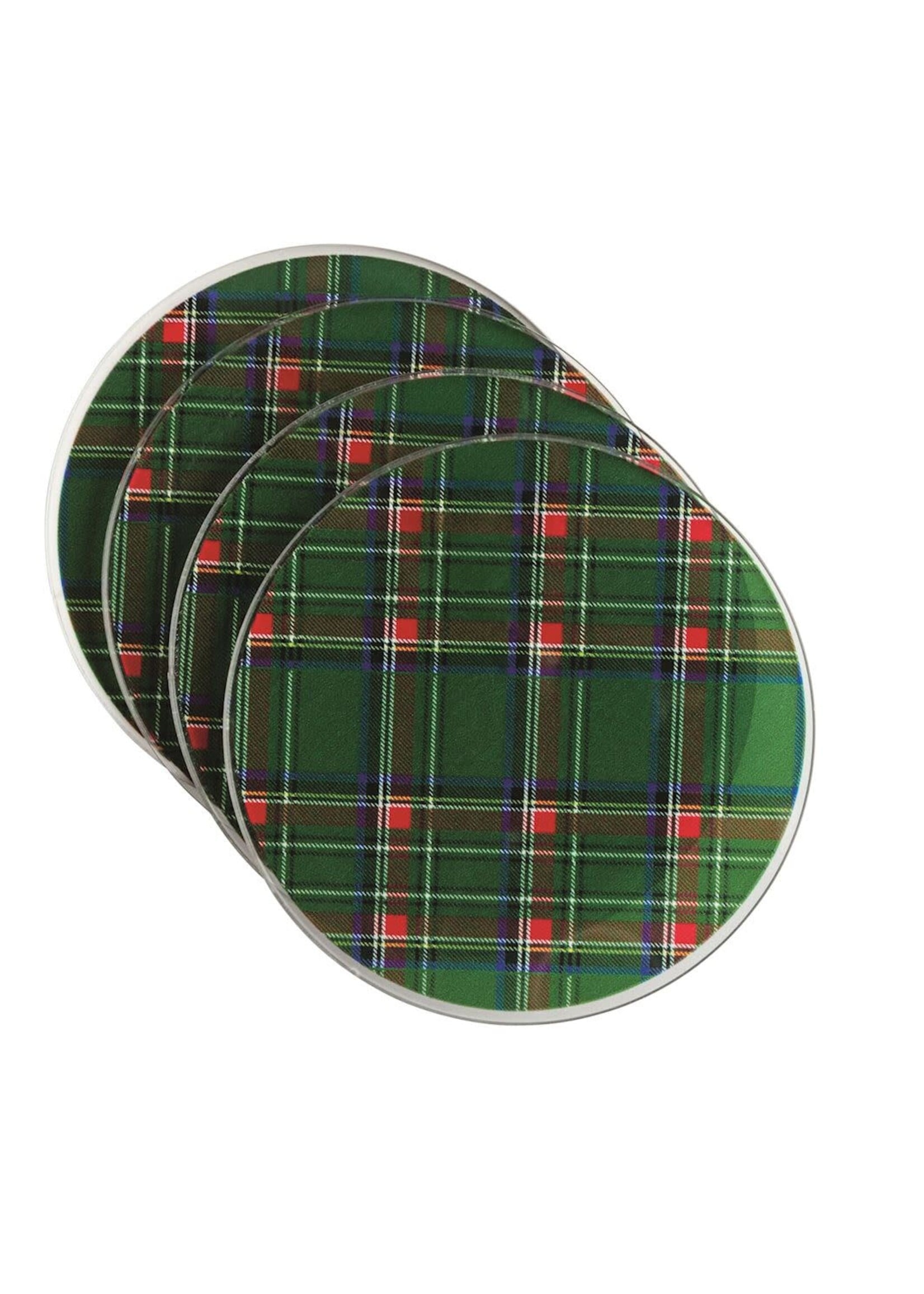 Mud Pie GREEN ACRYLIC TARTAN COASTER