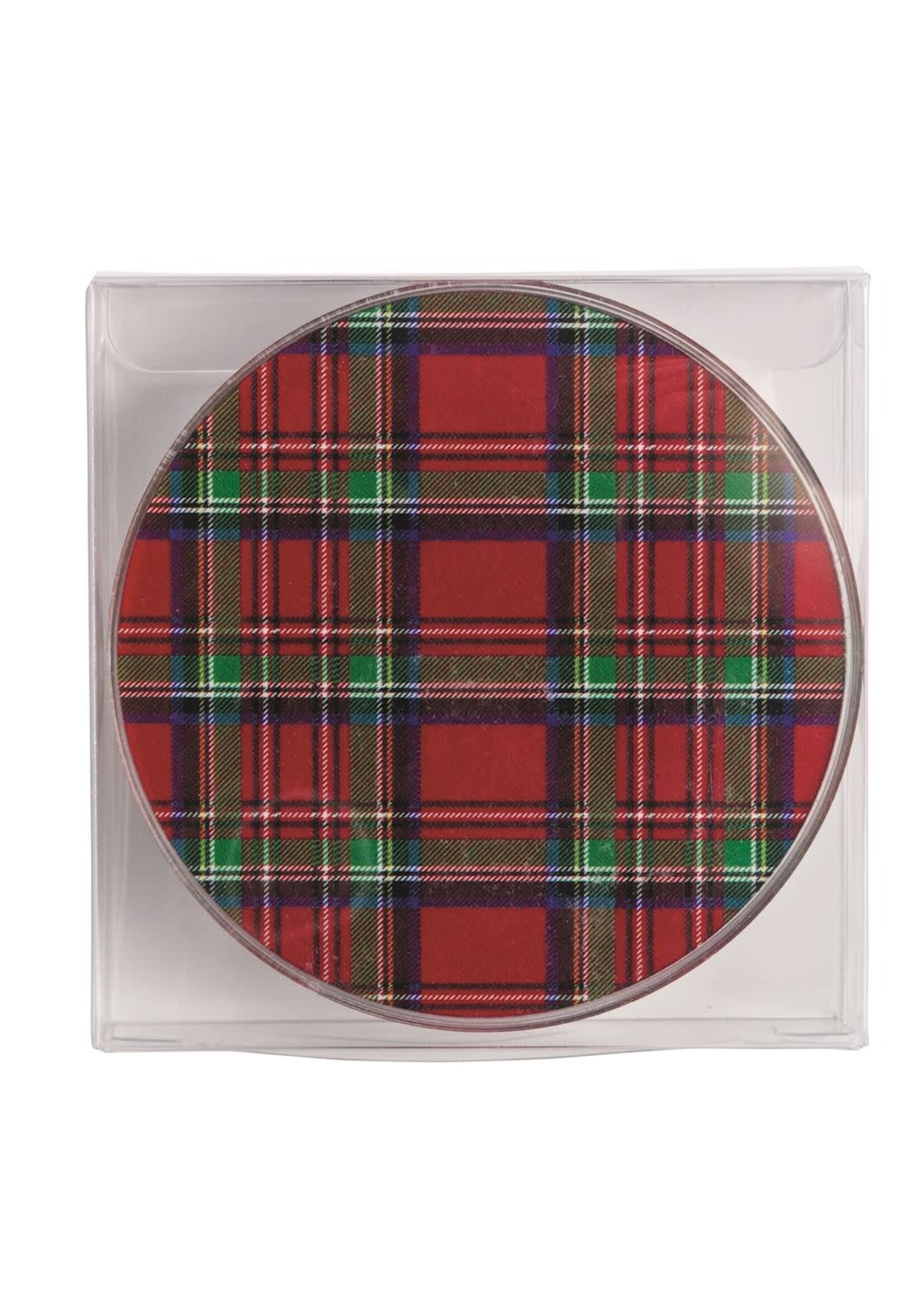 Mud Pie RED ACRYLIC TARTAN COASTER