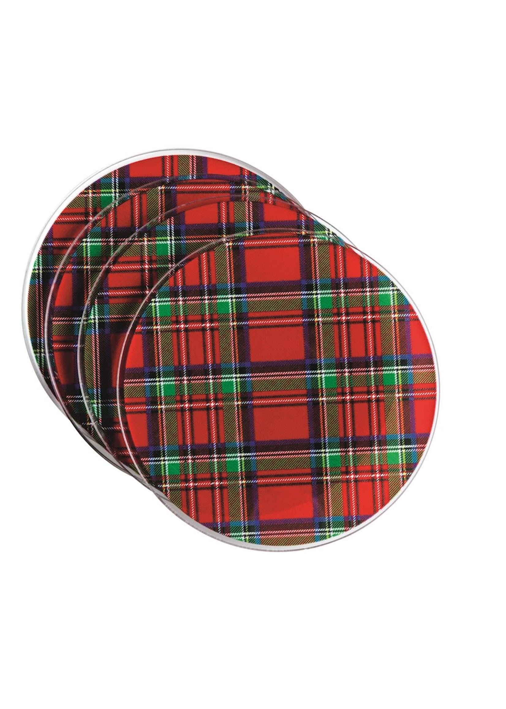 Mud Pie RED ACRYLIC TARTAN COASTER