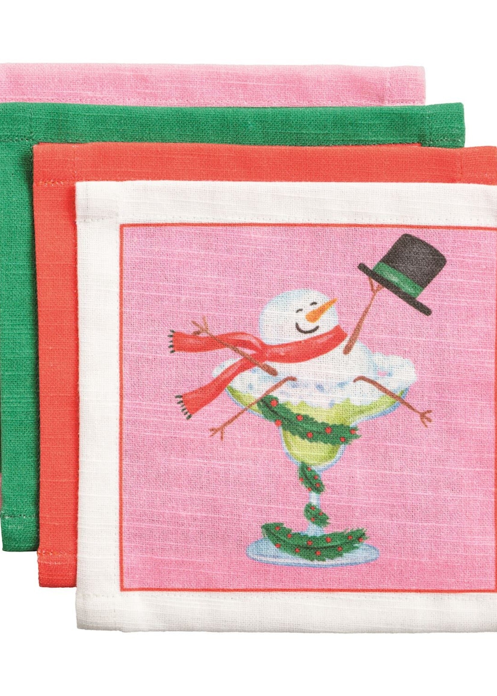 Mud Pie SNOWMAN SET COCKTAIL NAPKIN