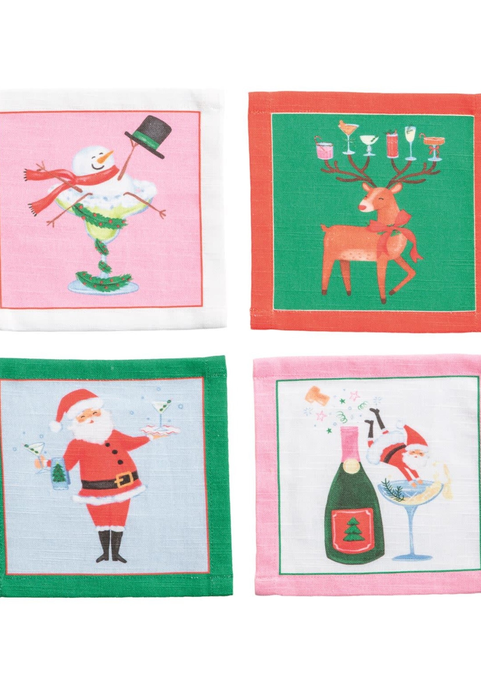 Mud Pie SNOWMAN SET COCKTAIL NAPKIN