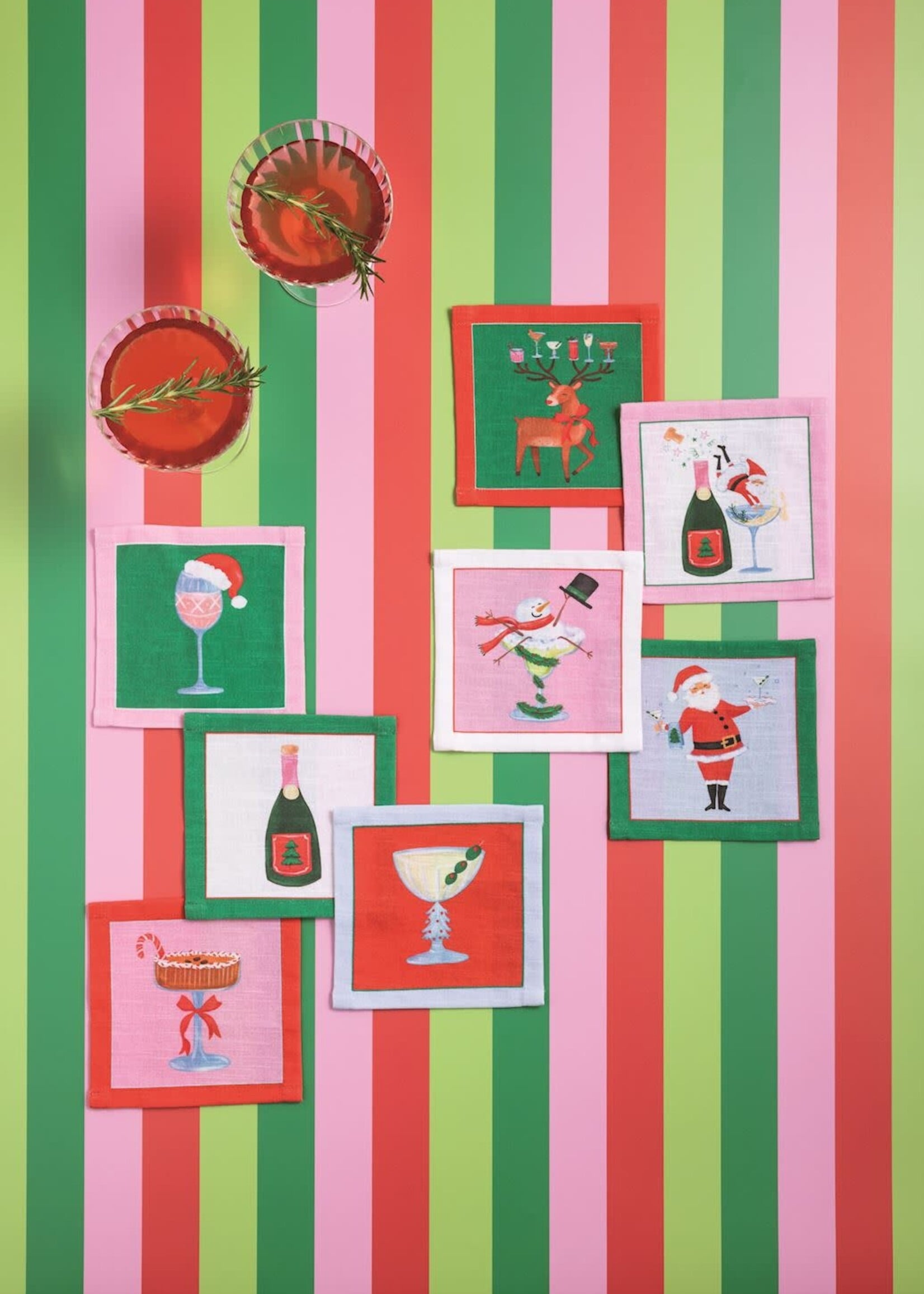 Mud Pie SNOWMAN SET COCKTAIL NAPKIN