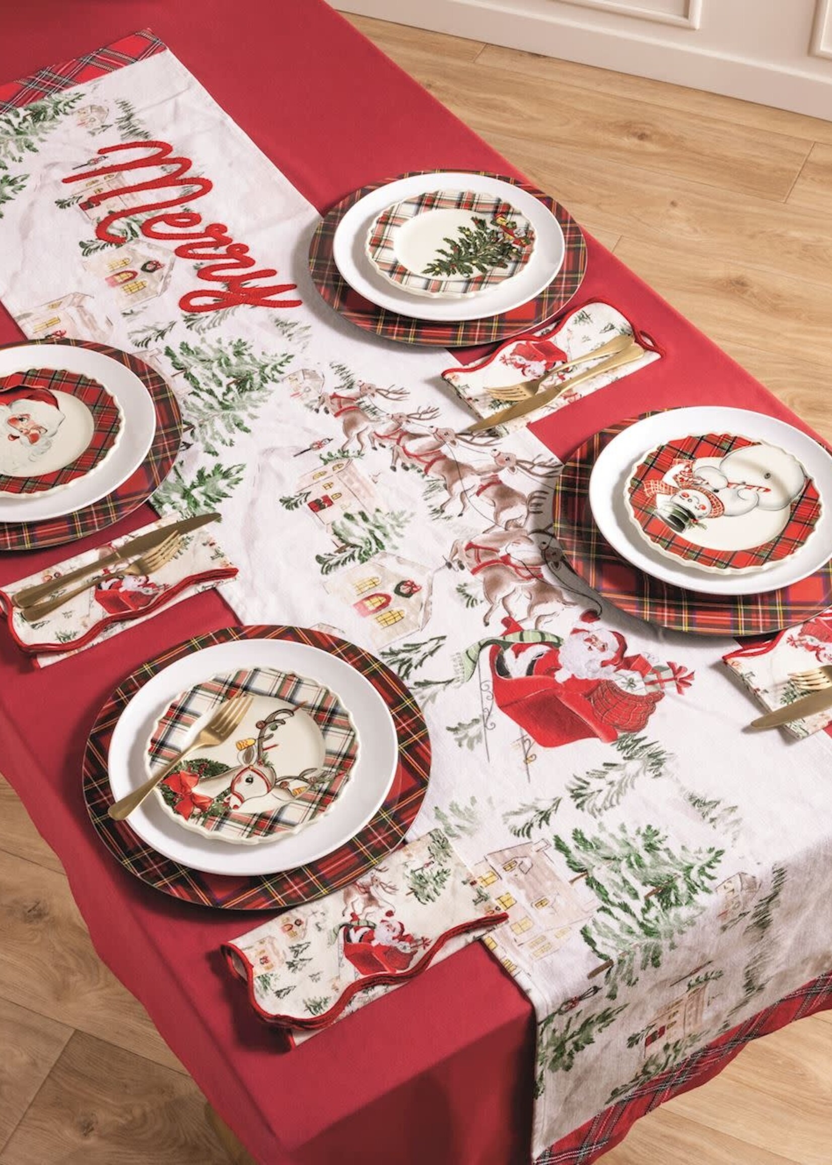 Mud Pie VINTAGE SANTA SCENE RUNNER
