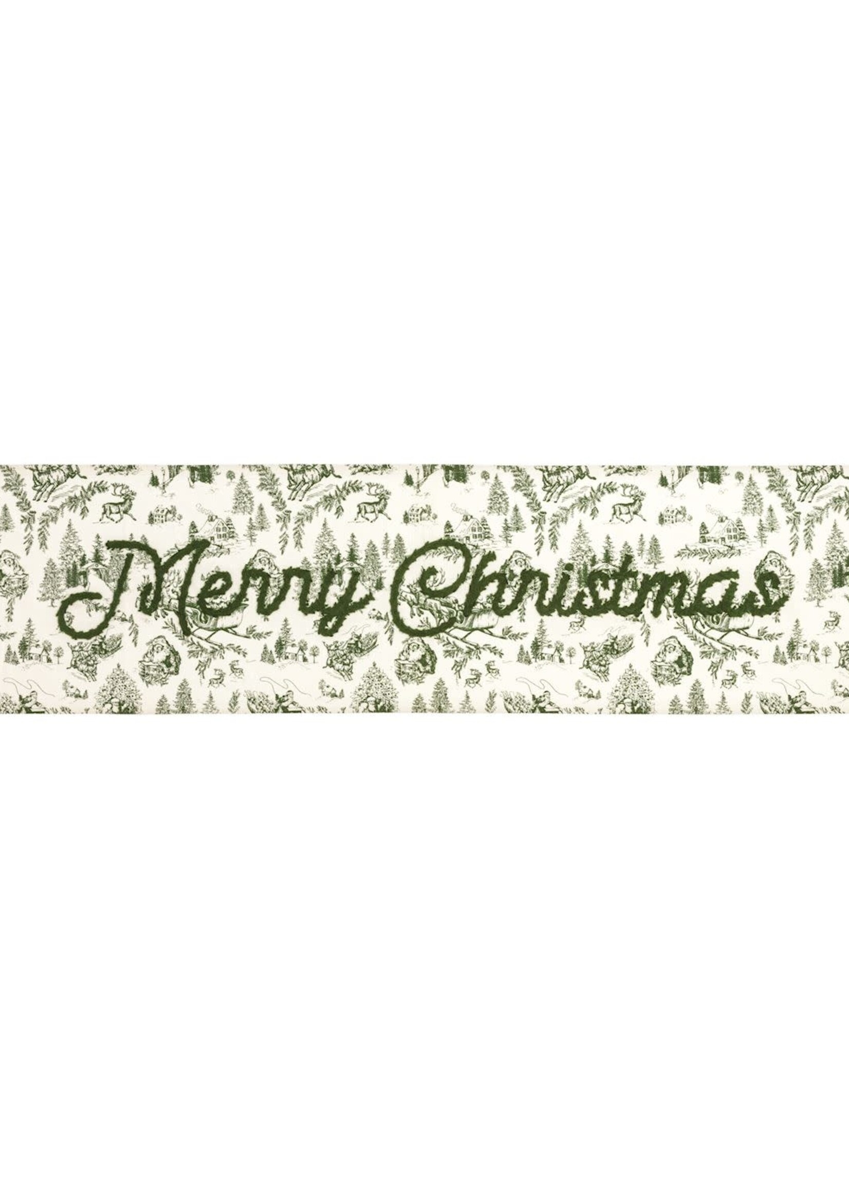 Mud Pie GREEN TOILE TABLE RUNNER