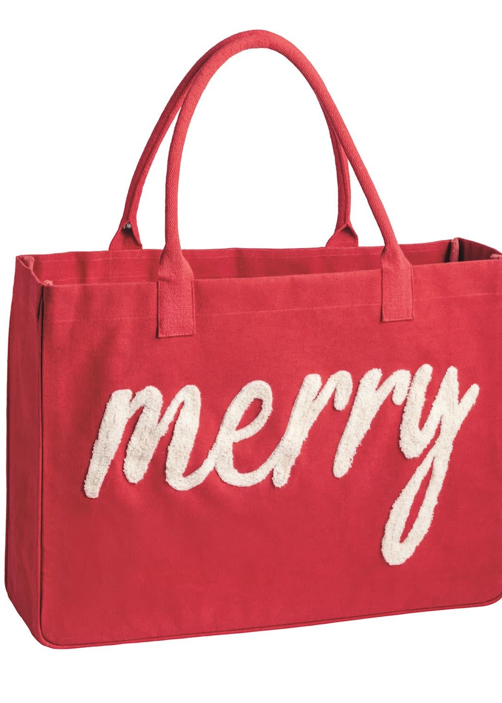Mud Pie HOLIDAY BOUCLÉ TOTE RED
