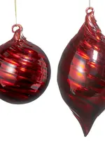 RAZ Imports RAZ - 5" Red Swirl Blown Glass Ornament - 4523027