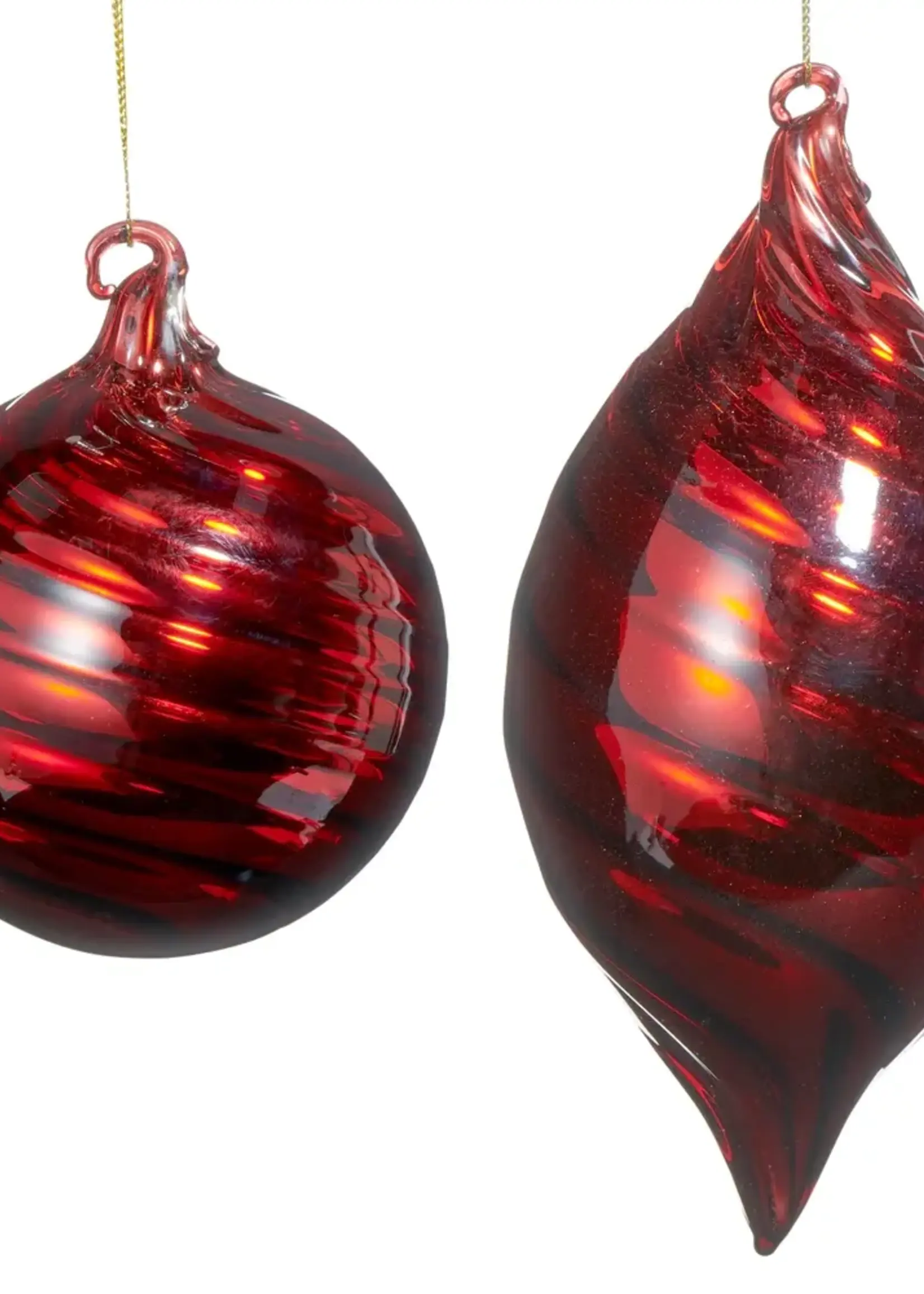 RAZ Imports 5" Red Swirl Blown Glass Ornament