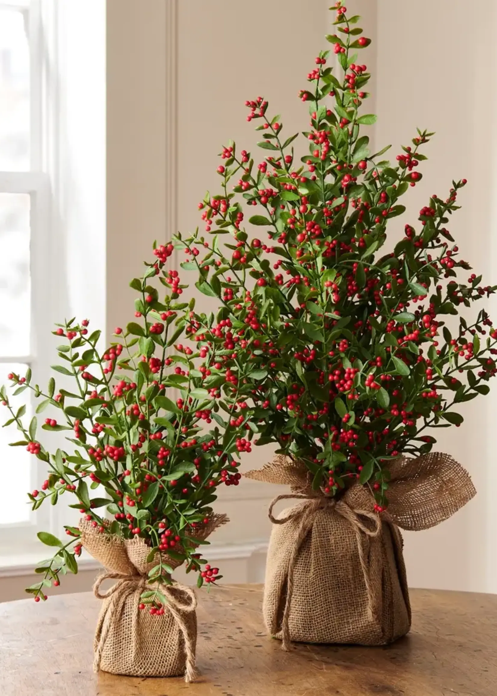 RAZ Imports 18" Red Berry Tree in Burlap Bag
