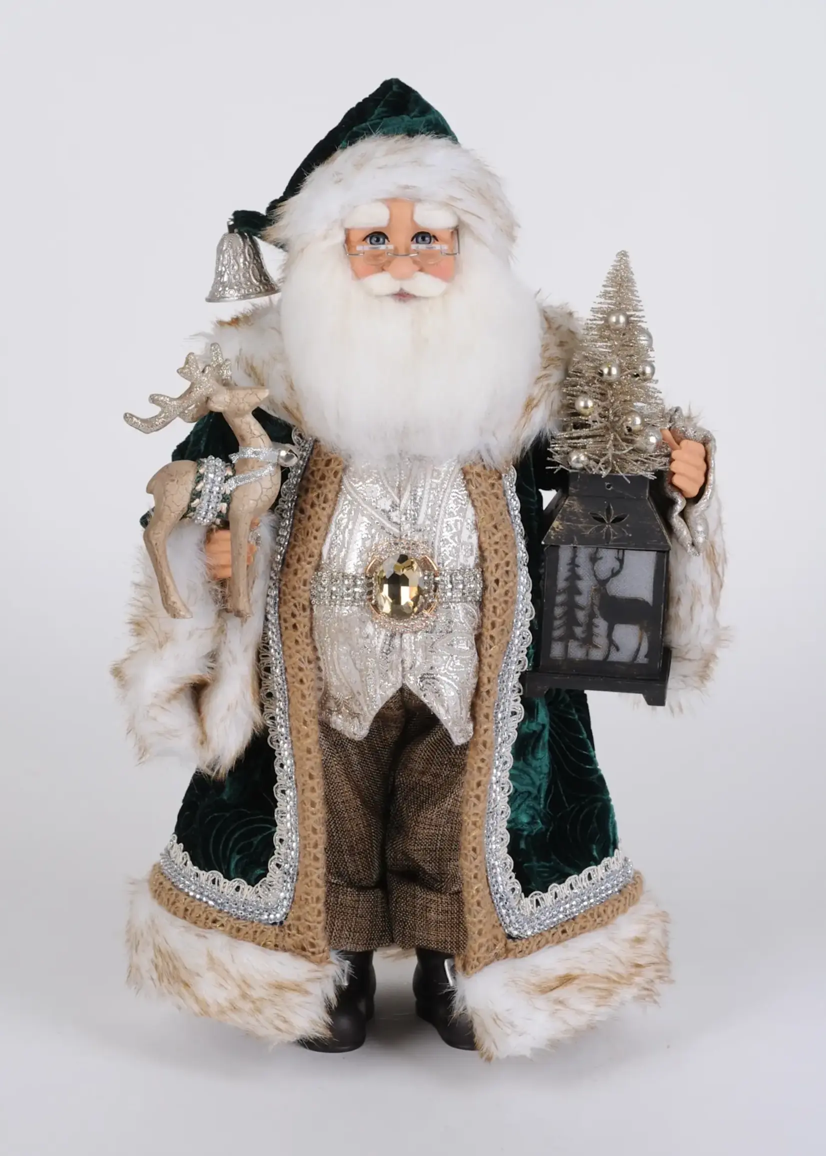 Karen Didion Lighted Woodland Emerald Santa