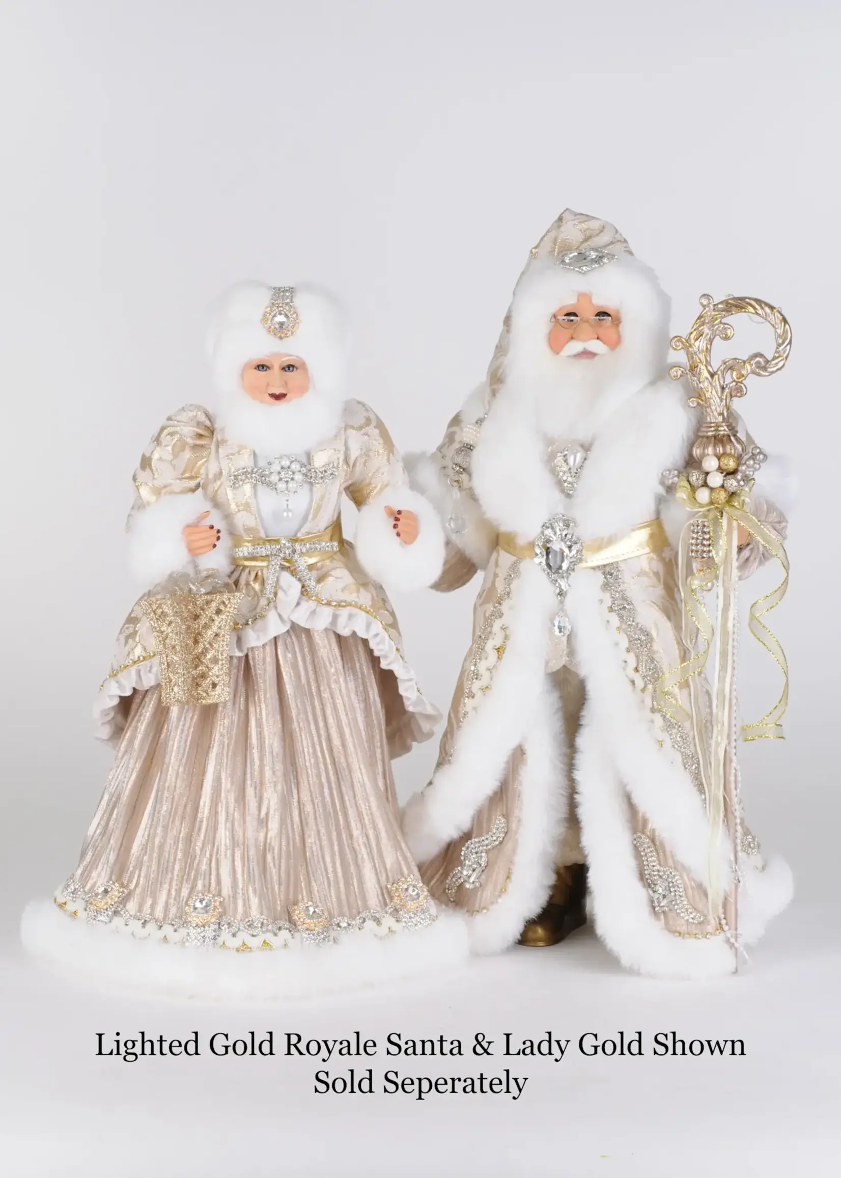 Karen Didion Lighted Gold Royale Santa