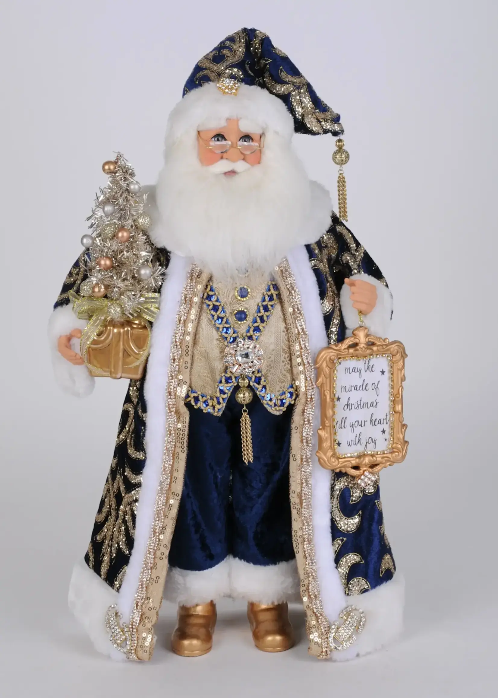 Karen Didion Lighted Midnight Blue Santa
