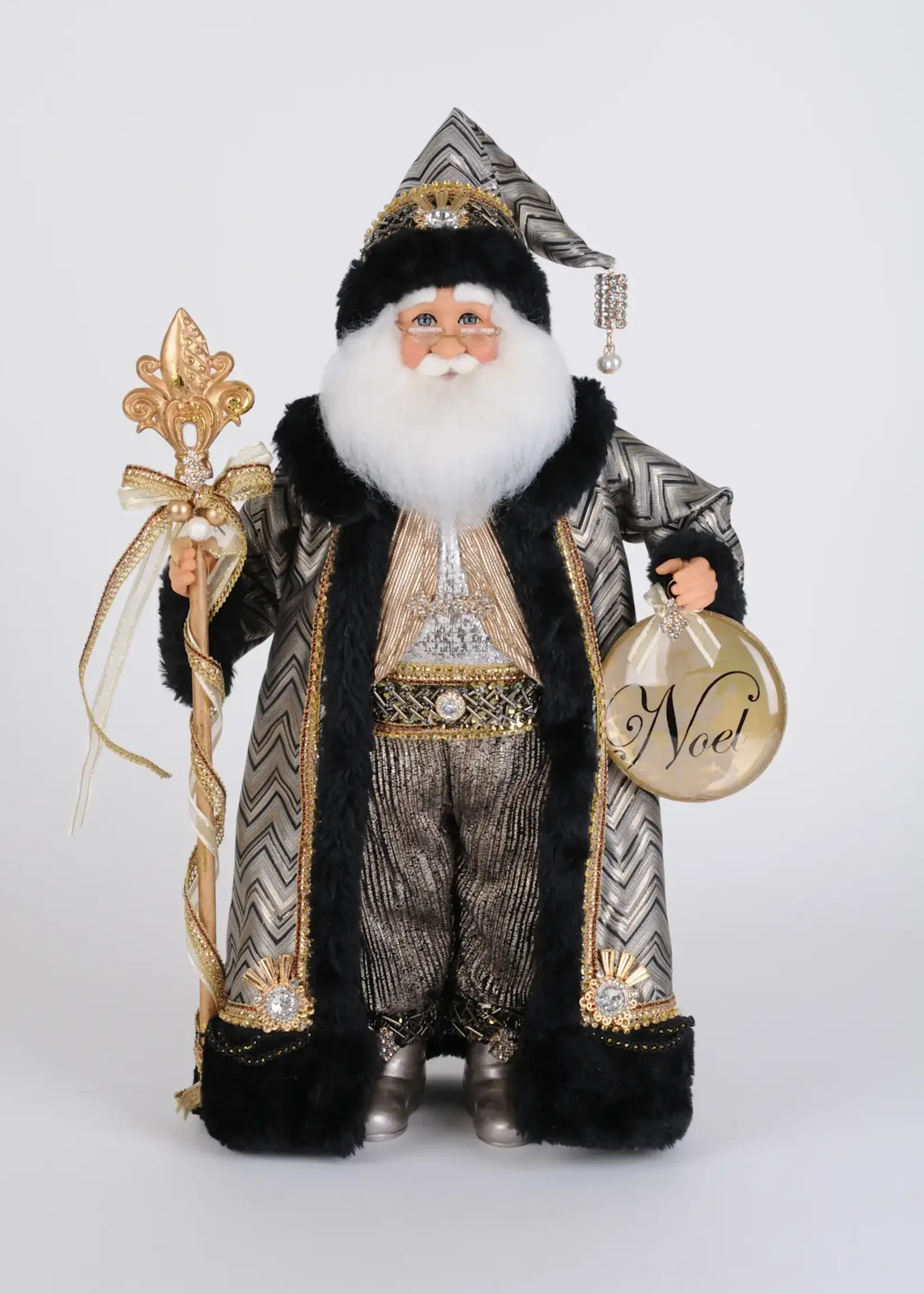 Karen Didion Silver and Gold Noel Santa
