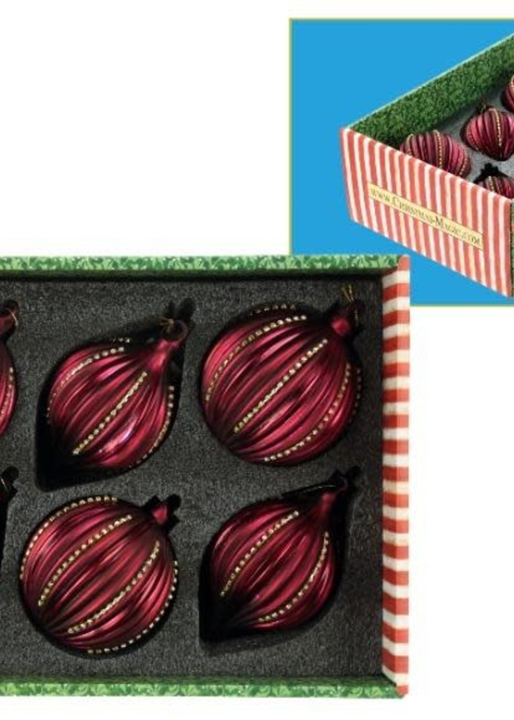 Mark Roberts FESTIVE STRIPED ORNAMENT 4-5'' BOX OF 6