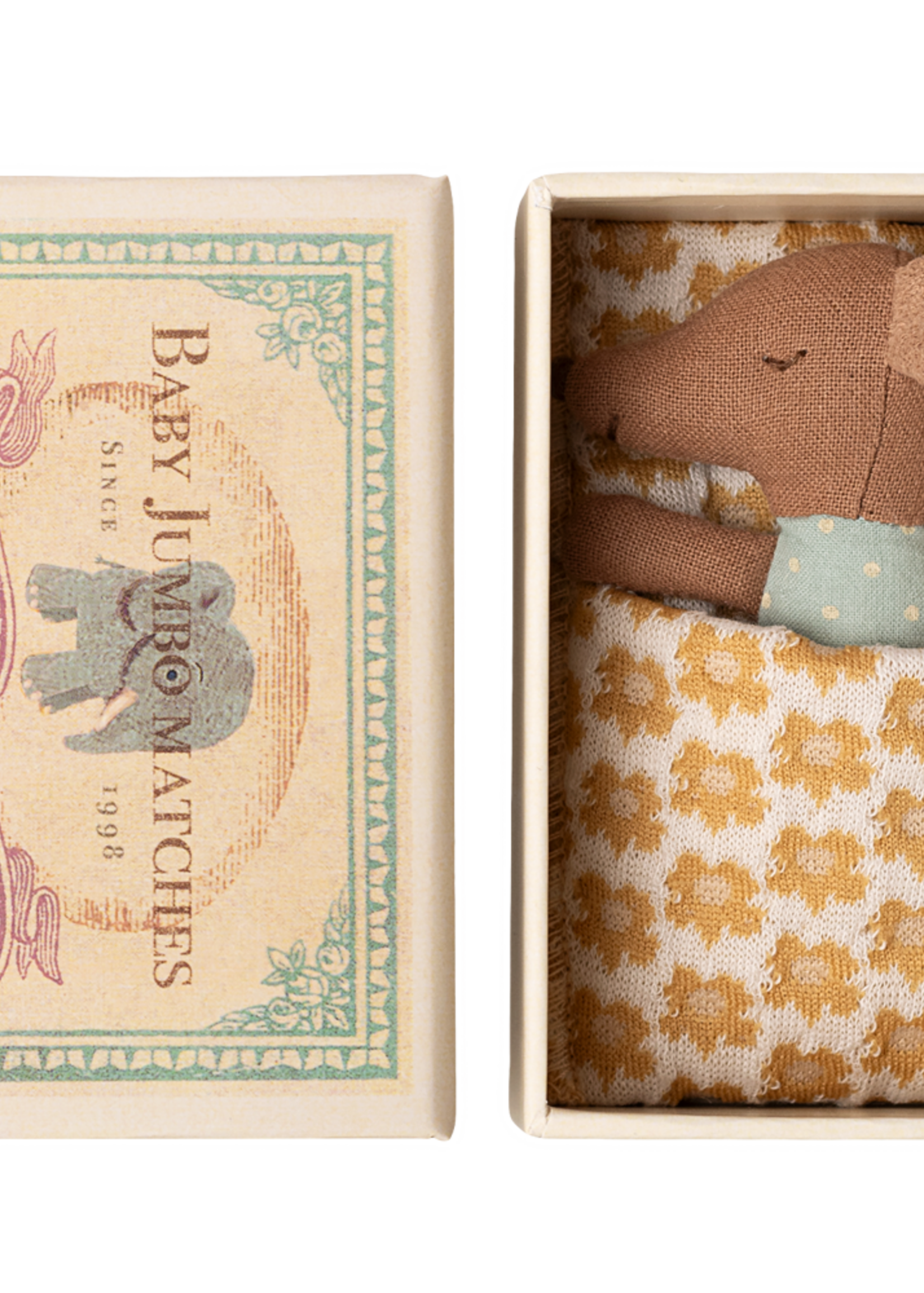 Maileg Sleepy wakey baby mouse in matchbox -blue