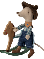 Maileg 17-5103-00 Cowboy mouse on rocking horse, Little brother